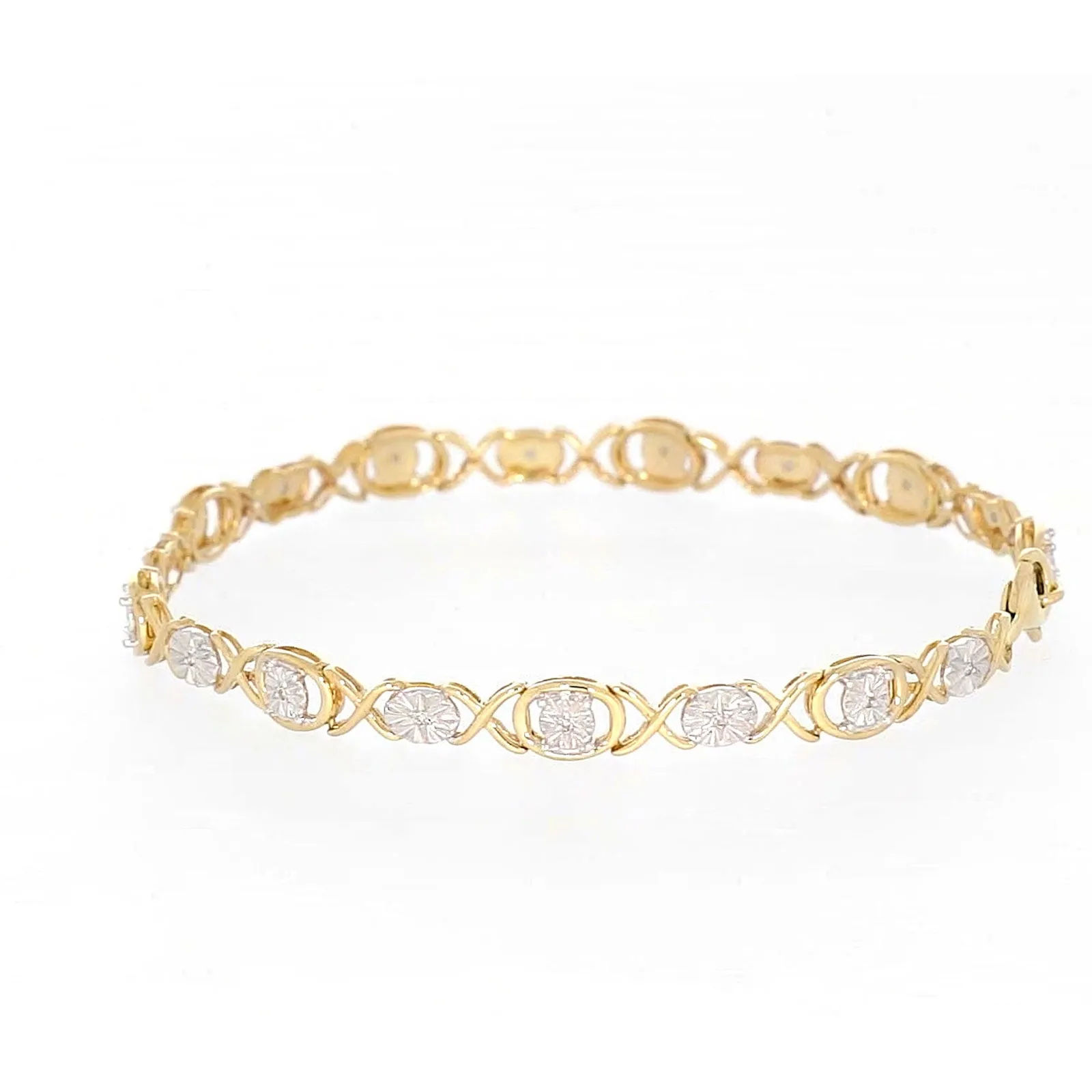 9ct Yellow Gold & Diamond Set Bracelet