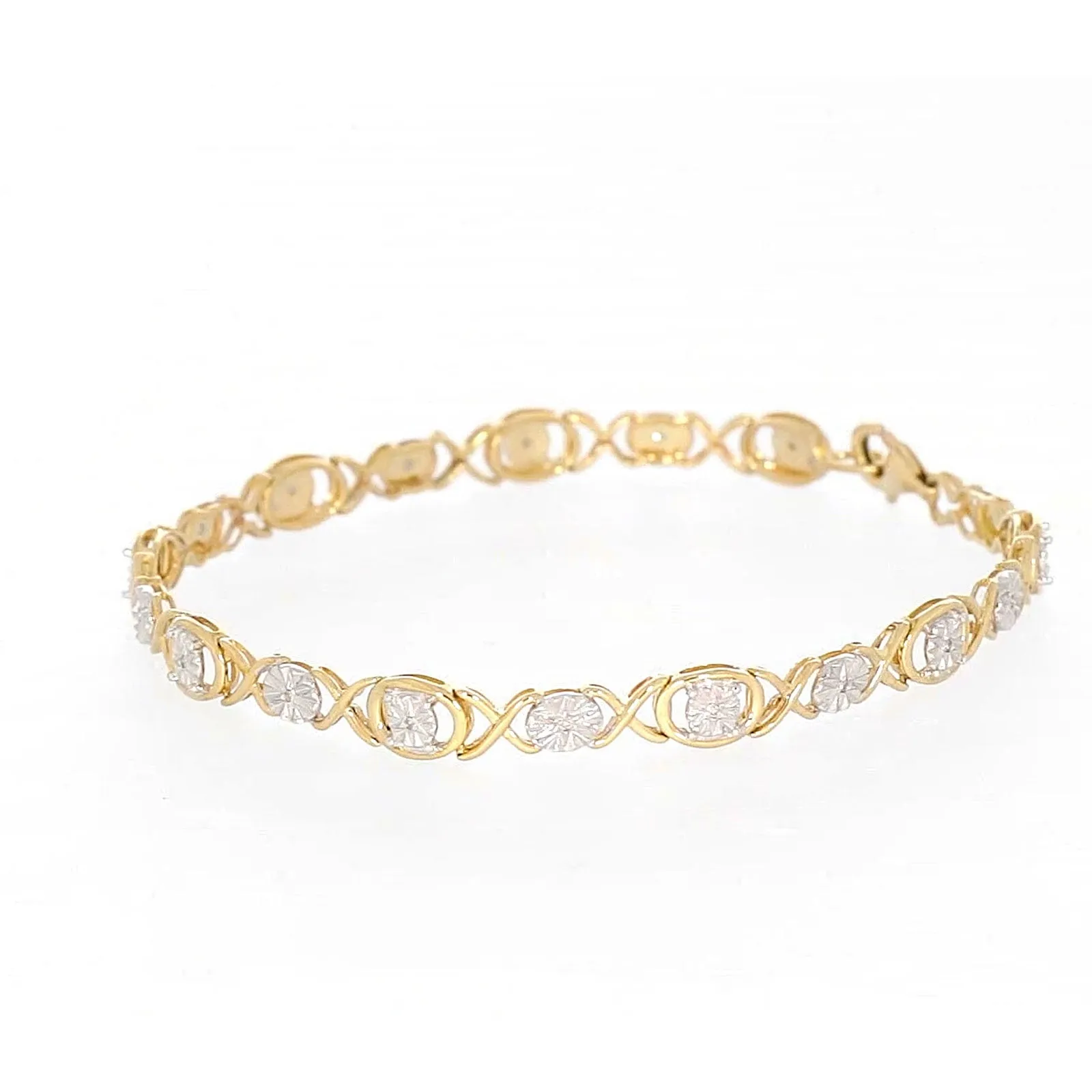 9ct Yellow Gold & Diamond Set Bracelet