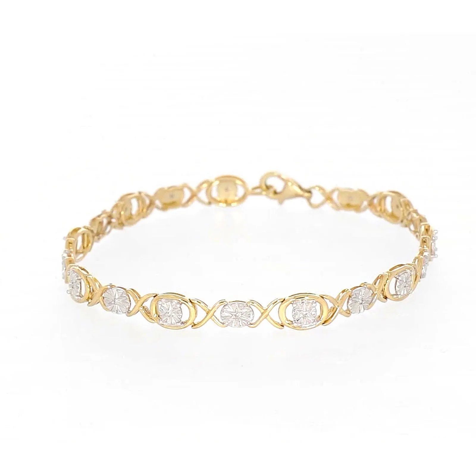 9ct Yellow Gold & Diamond Set Bracelet