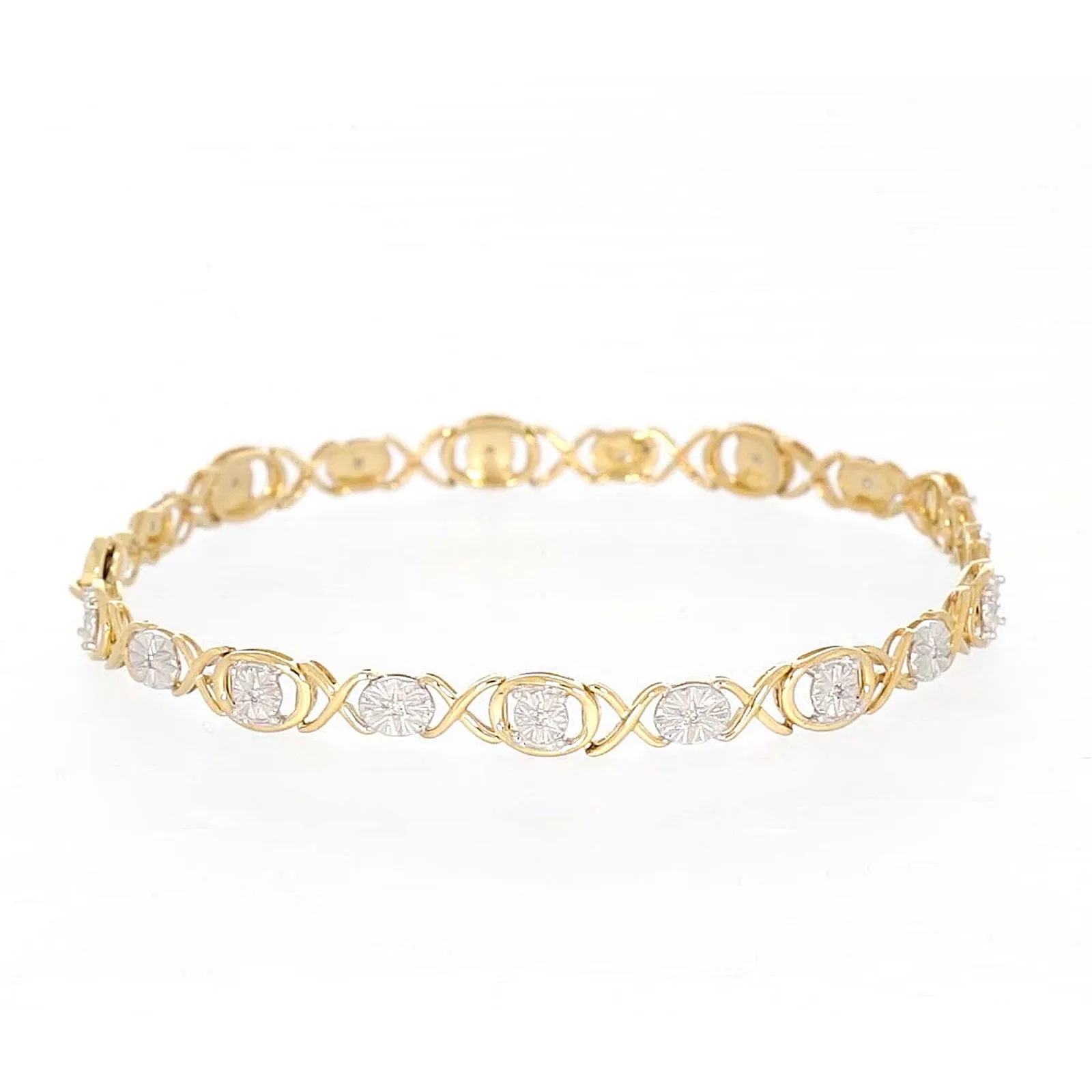 9ct Yellow Gold & Diamond Set Bracelet