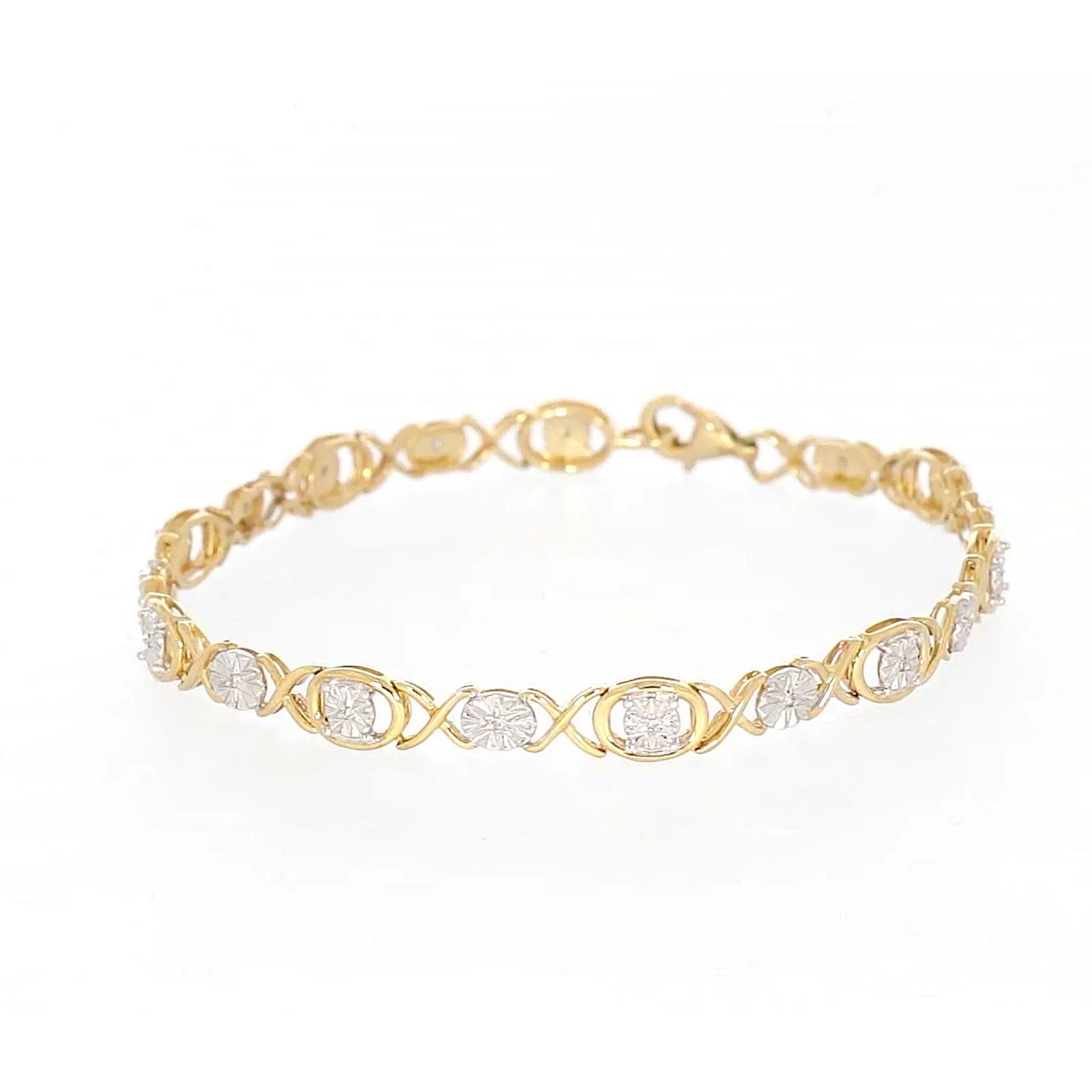 9ct Yellow Gold & Diamond Set Bracelet