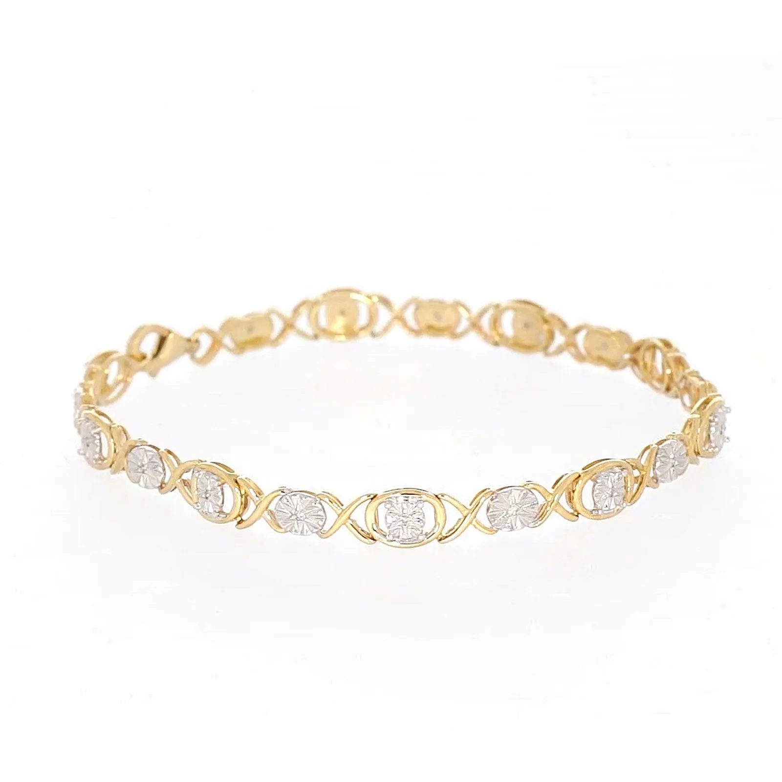 9ct Yellow Gold & Diamond Set Bracelet