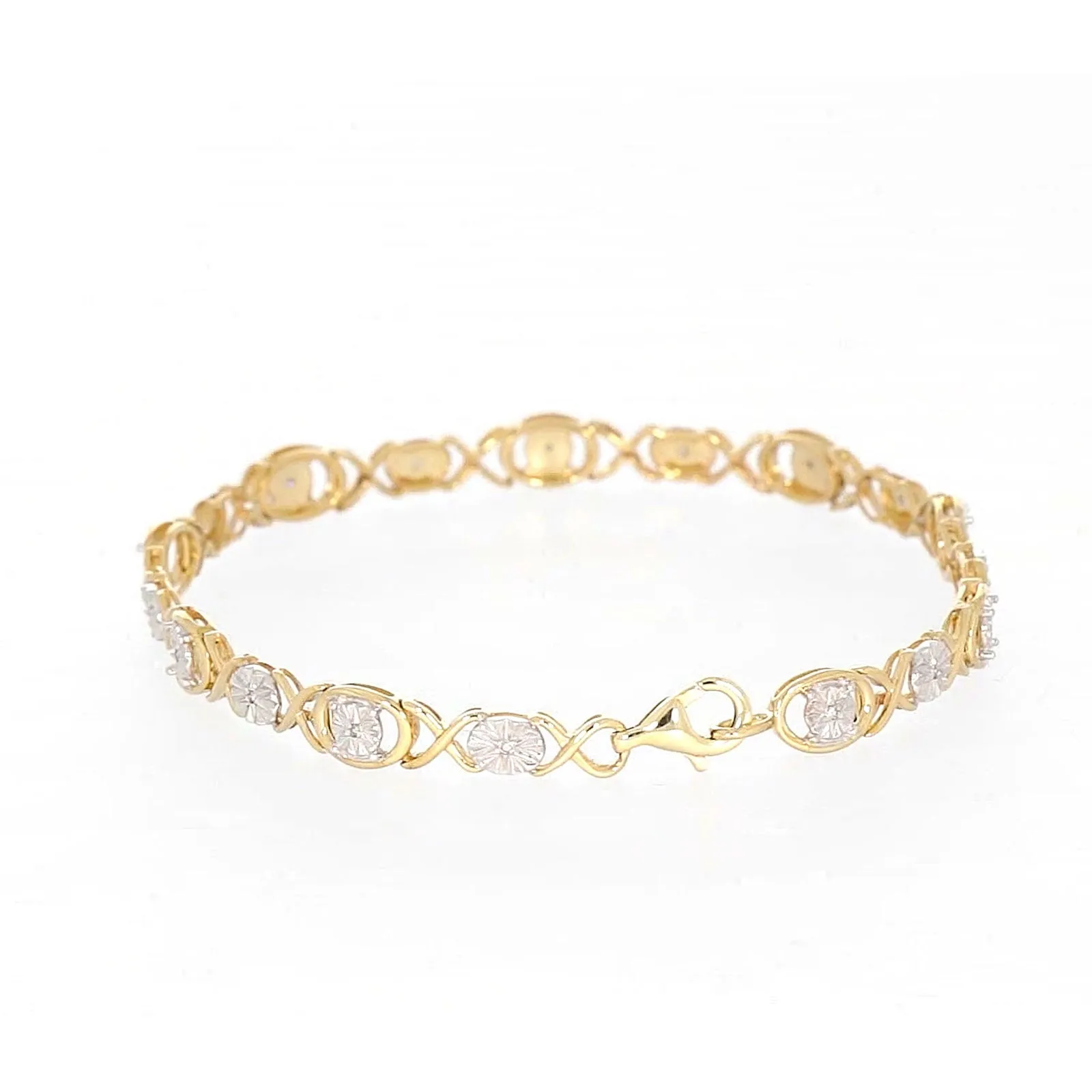 9ct Yellow Gold & Diamond Set Bracelet