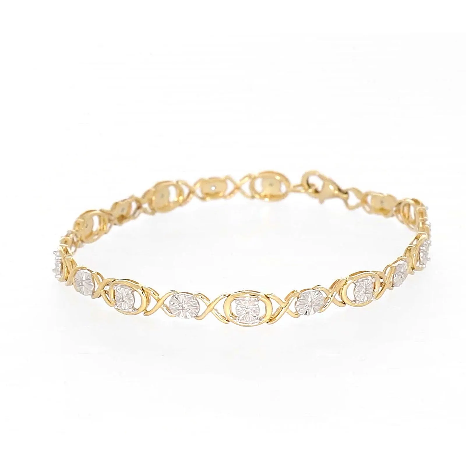 9ct Yellow Gold & Diamond Set Bracelet