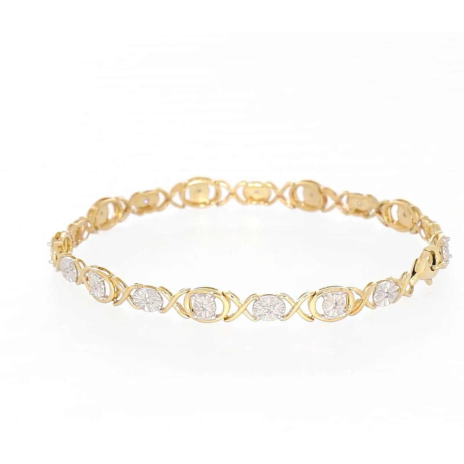 9ct Yellow Gold & Diamond Set Bracelet