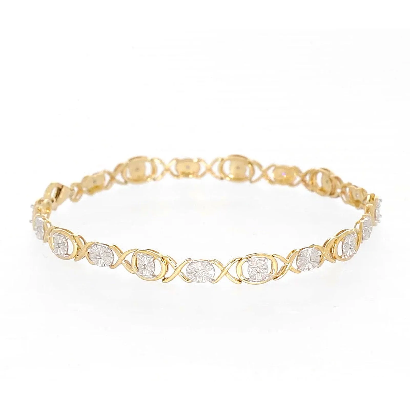 9ct Yellow Gold & Diamond Set Bracelet