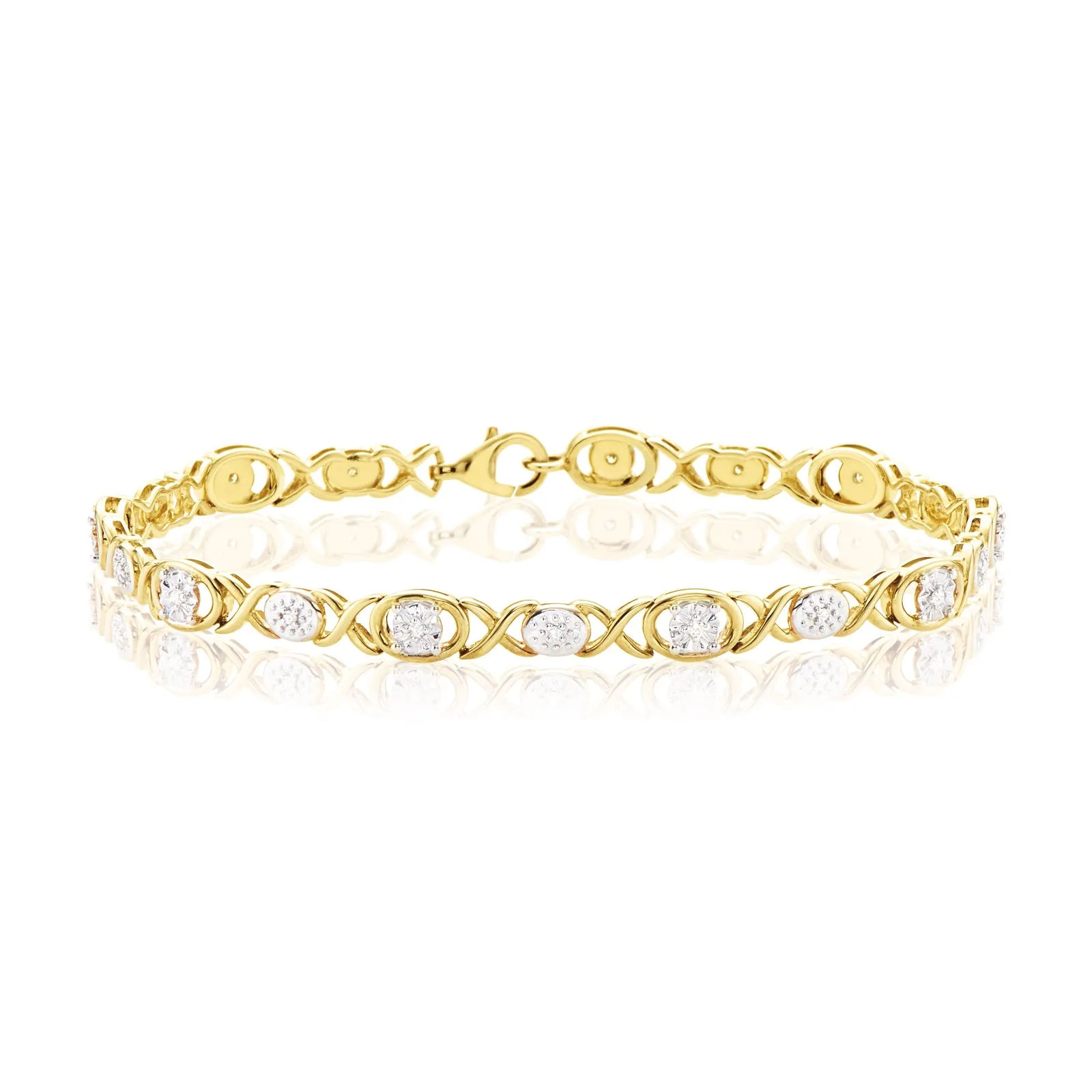 9ct Yellow Gold & Diamond Set Bracelet