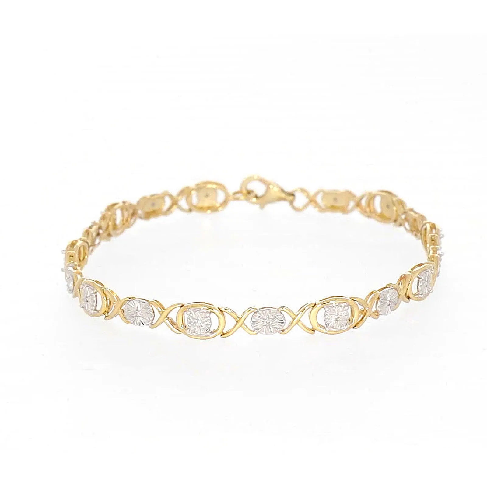 9ct Yellow Gold & Diamond Set Bracelet