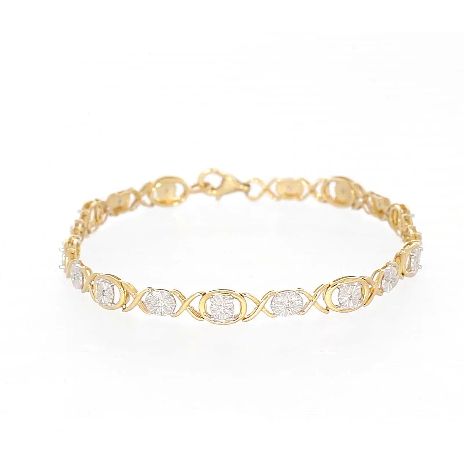 9ct Yellow Gold & Diamond Set Bracelet