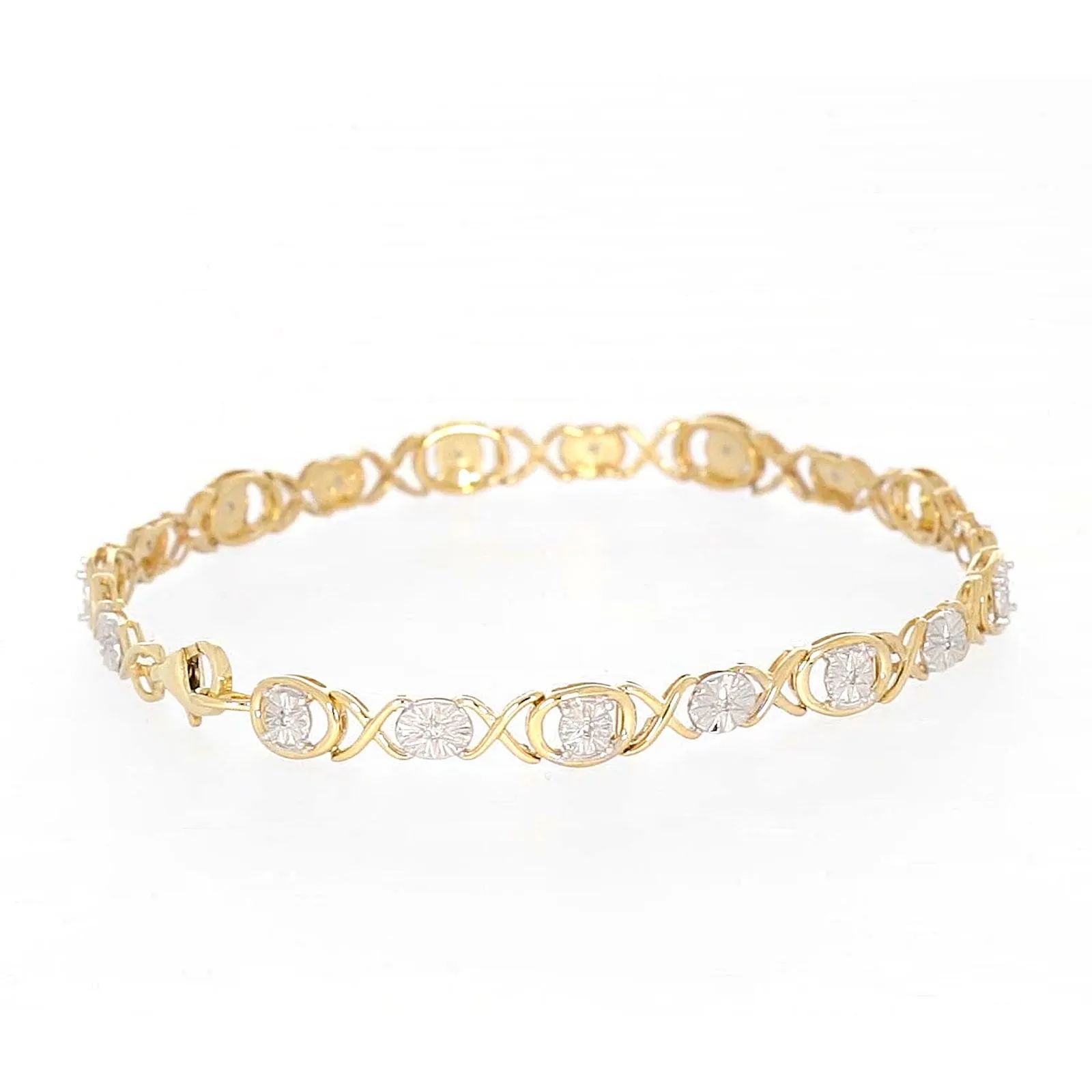 9ct Yellow Gold & Diamond Set Bracelet