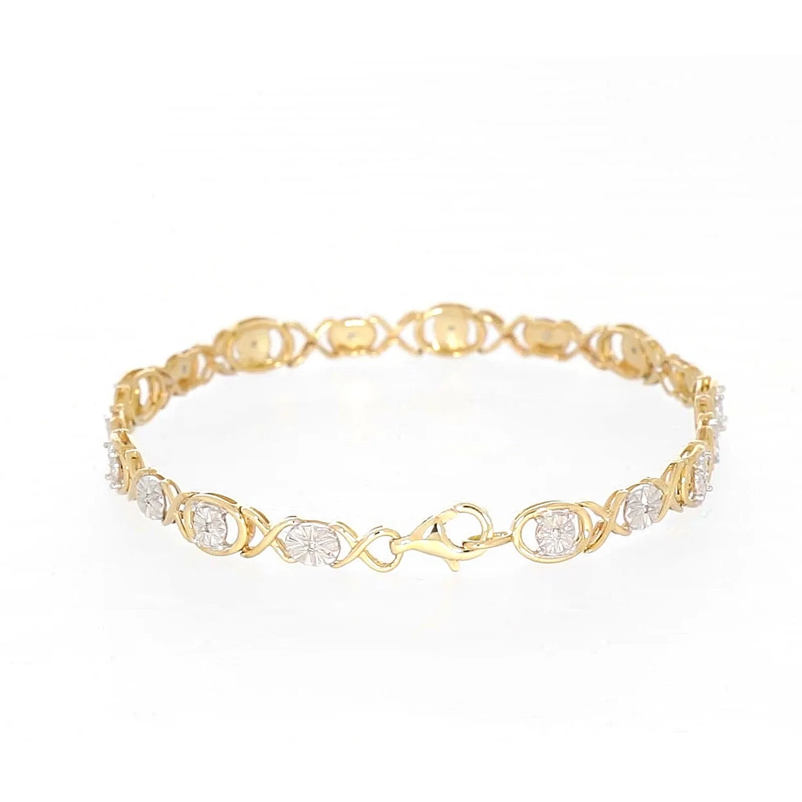 9ct Yellow Gold & Diamond Set Bracelet