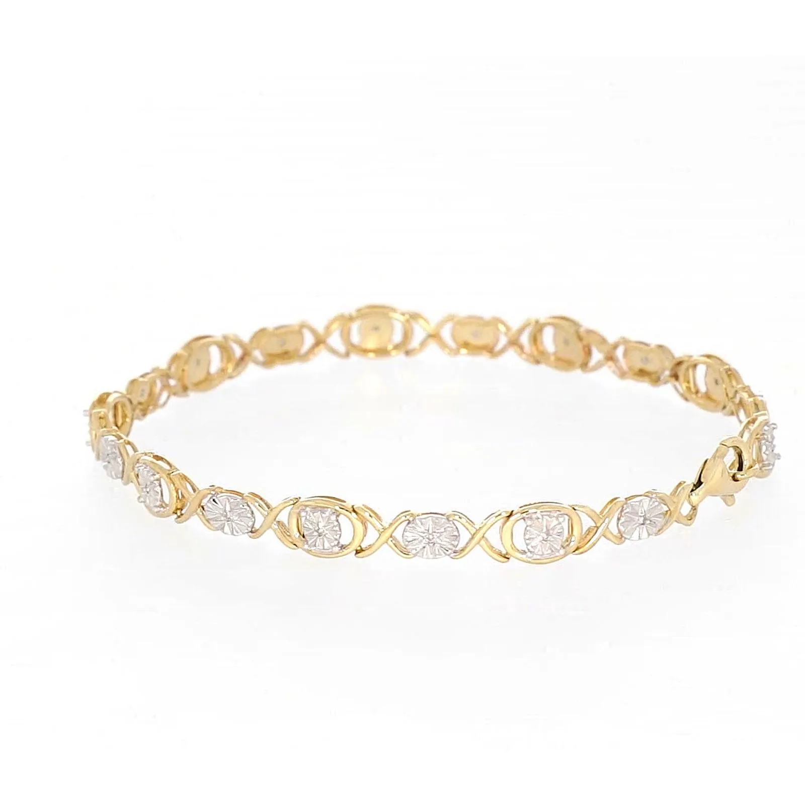 9ct Yellow Gold & Diamond Set Bracelet