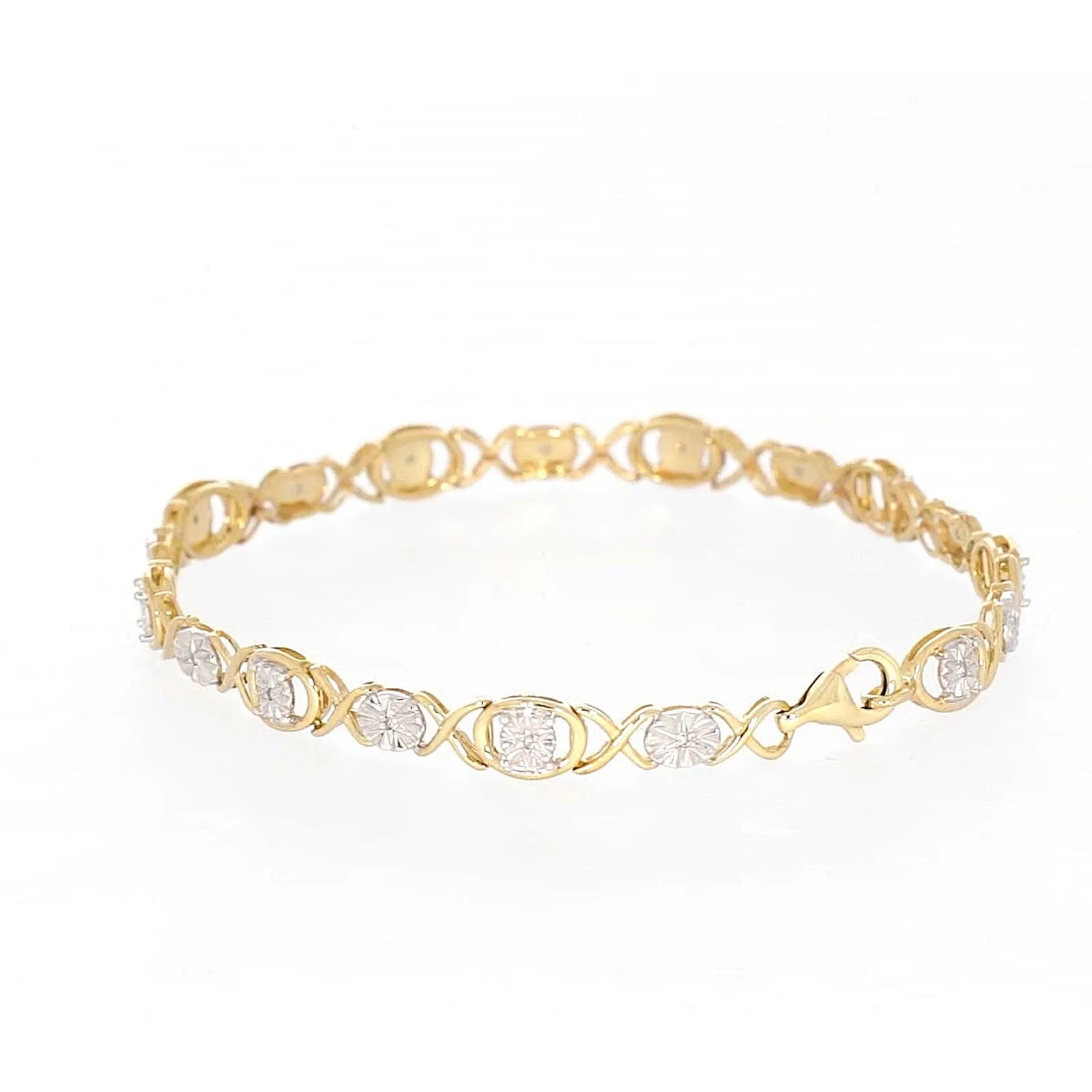 9ct Yellow Gold & Diamond Set Bracelet