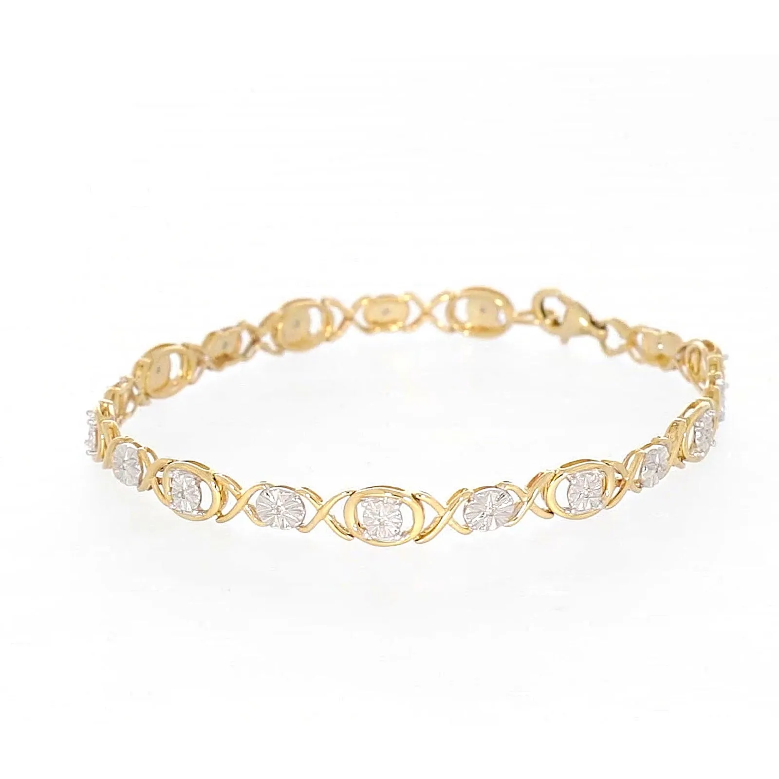 9ct Yellow Gold & Diamond Set Bracelet