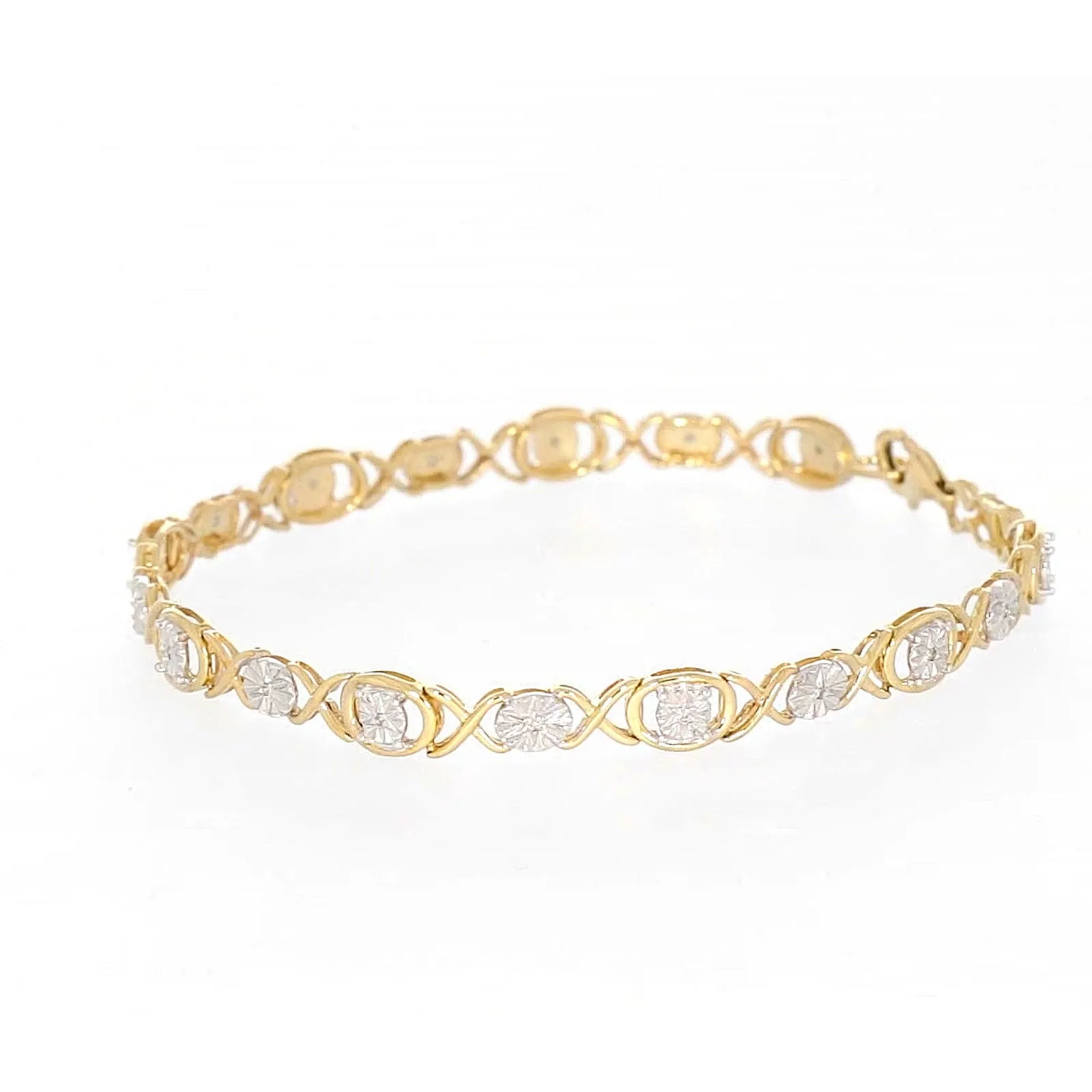 9ct Yellow Gold & Diamond Set Bracelet