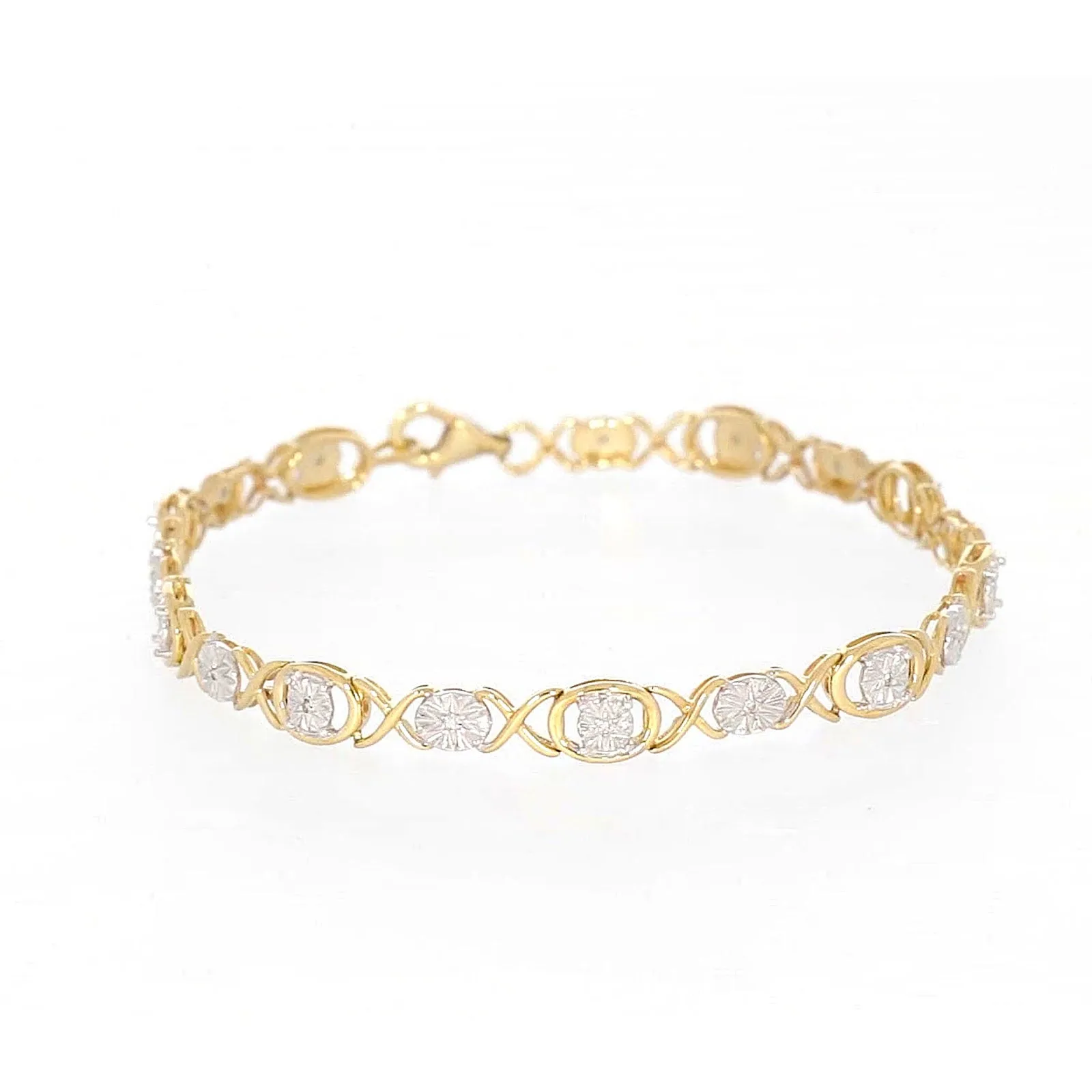 9ct Yellow Gold & Diamond Set Bracelet