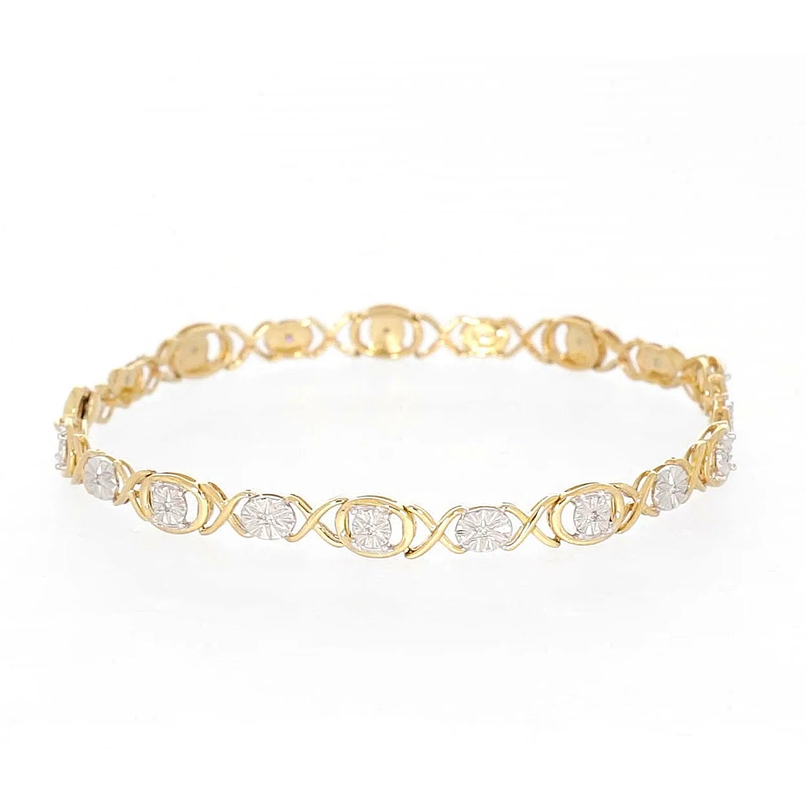 9ct Yellow Gold & Diamond Set Bracelet