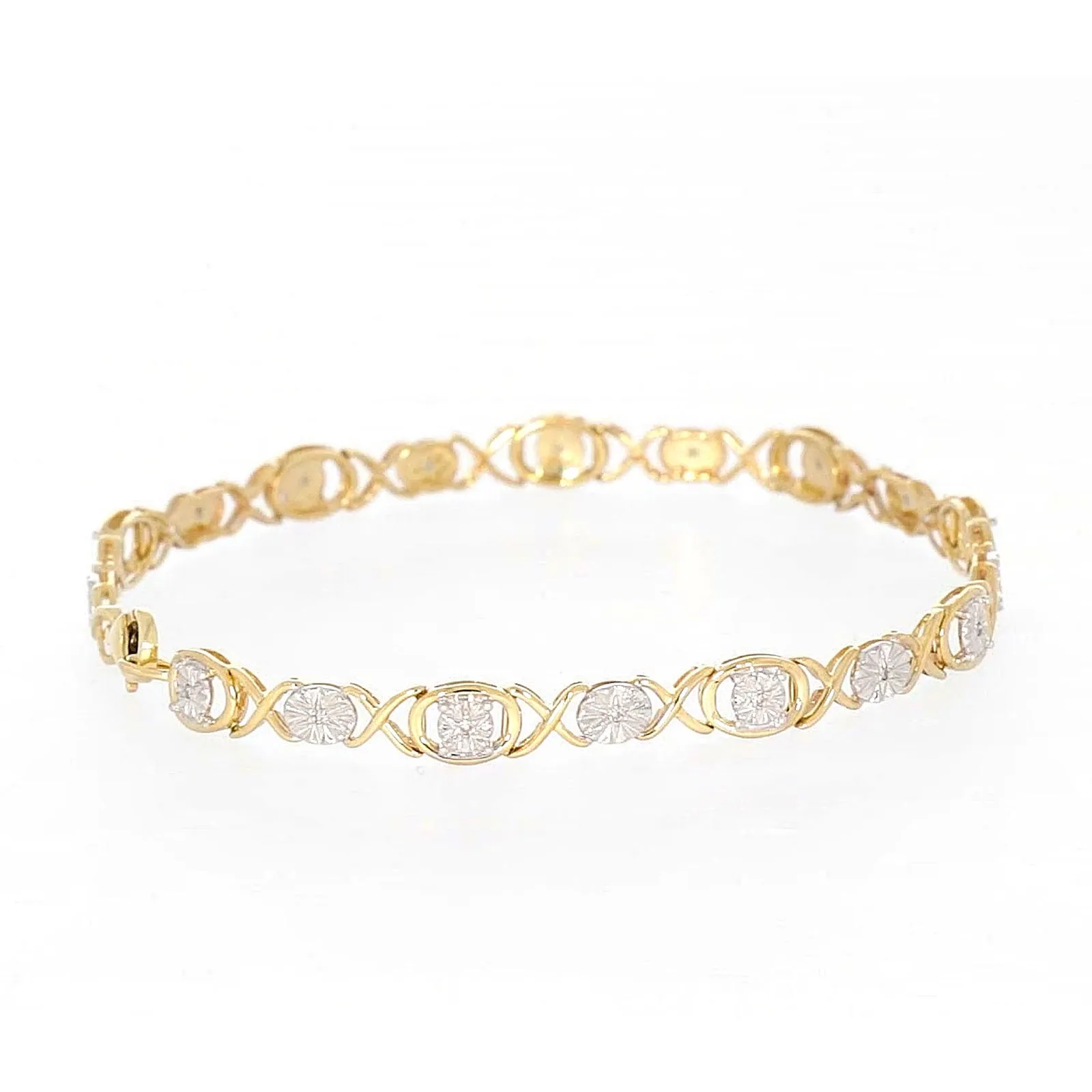 9ct Yellow Gold & Diamond Set Bracelet