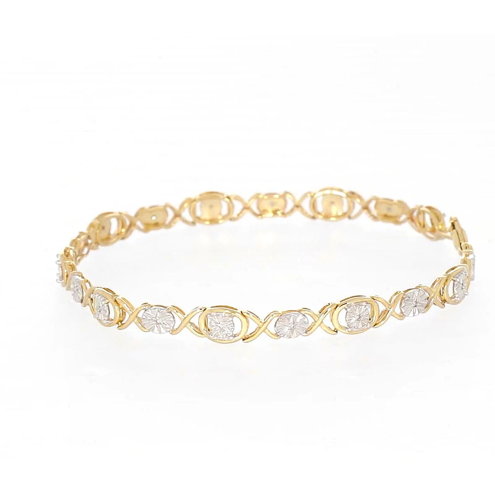 9ct Yellow Gold & Diamond Set Bracelet