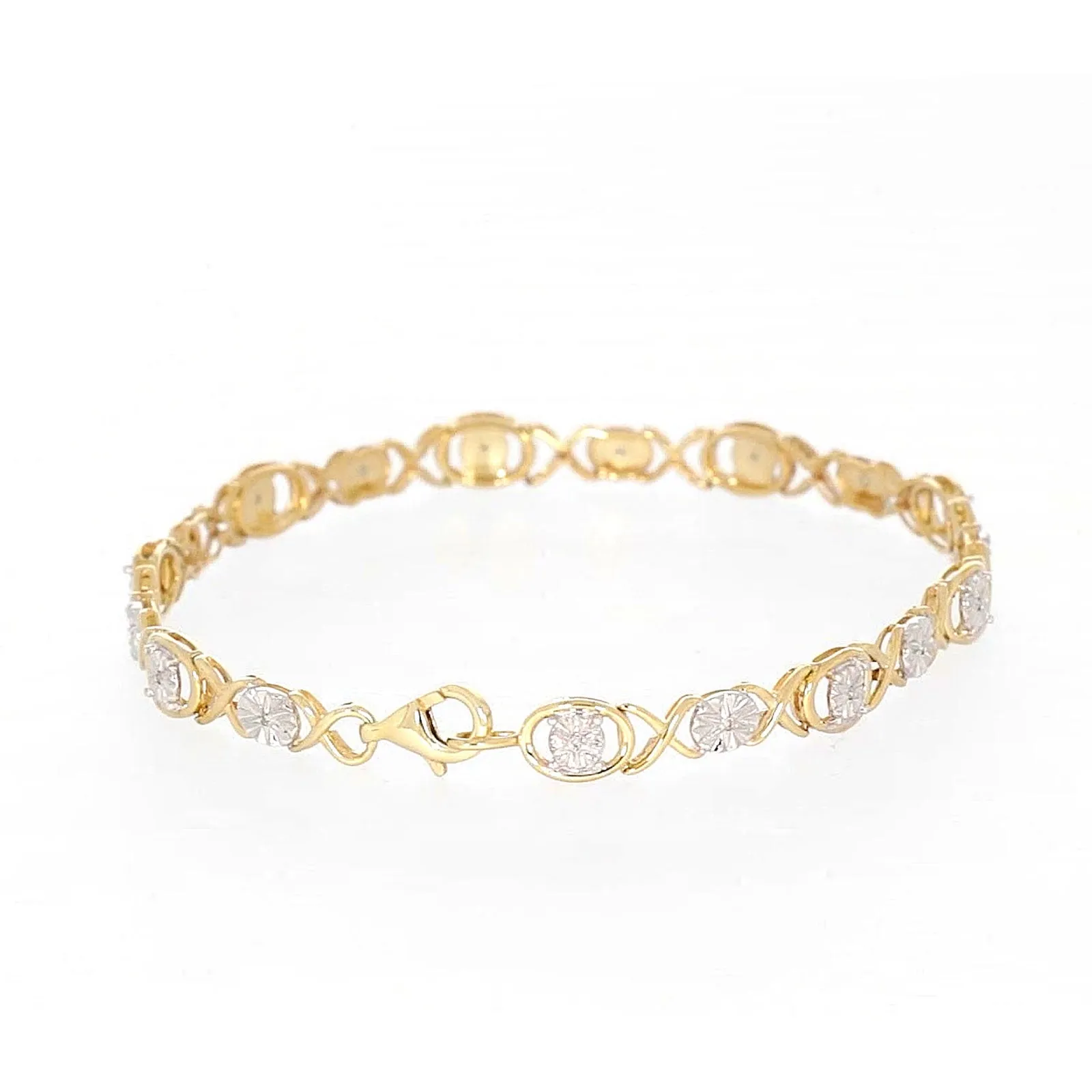 9ct Yellow Gold & Diamond Set Bracelet