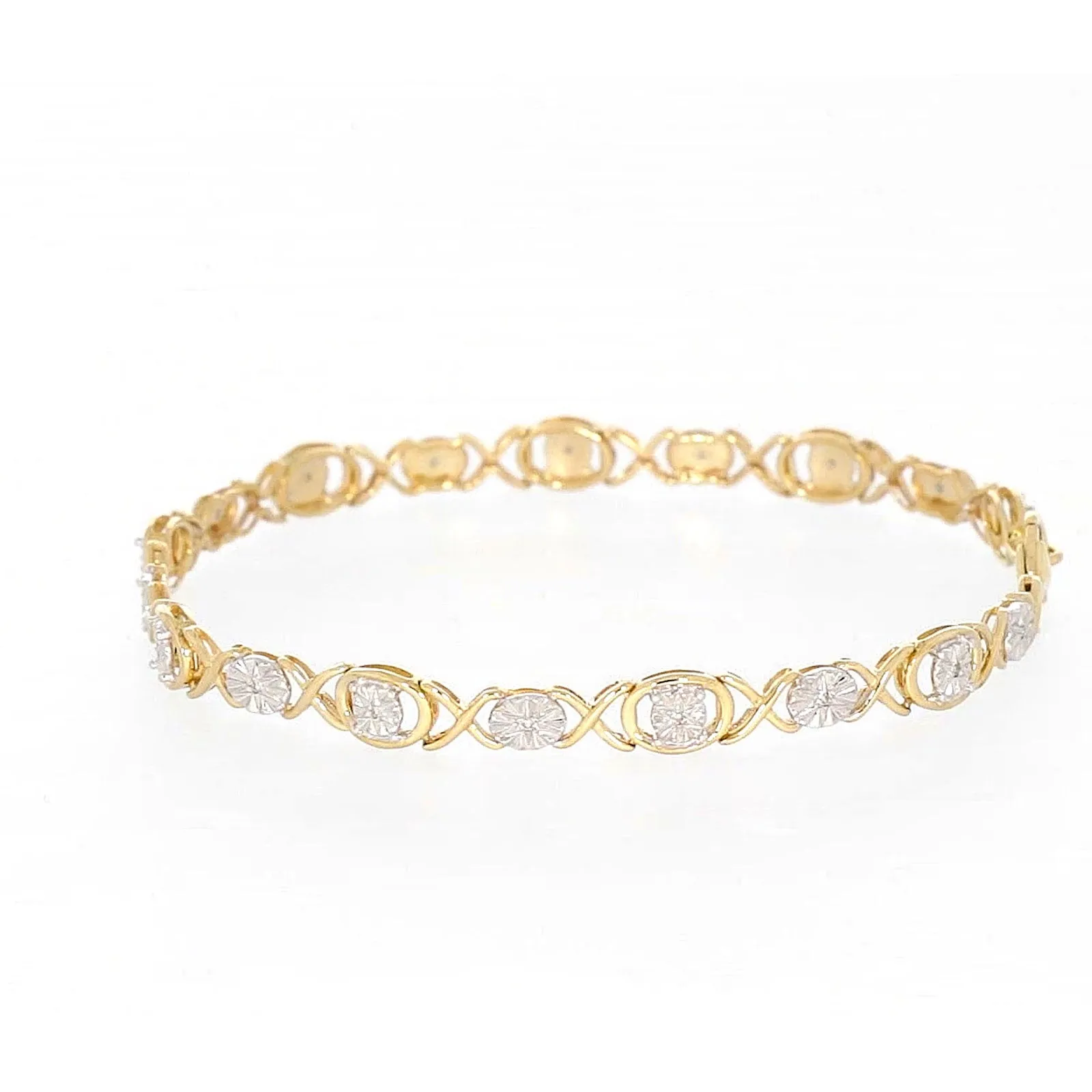 9ct Yellow Gold & Diamond Set Bracelet