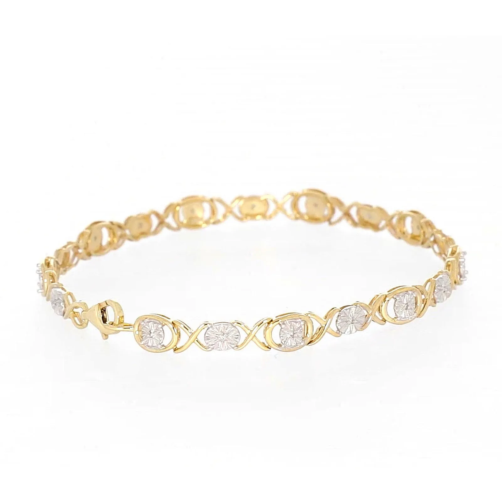 9ct Yellow Gold & Diamond Set Bracelet