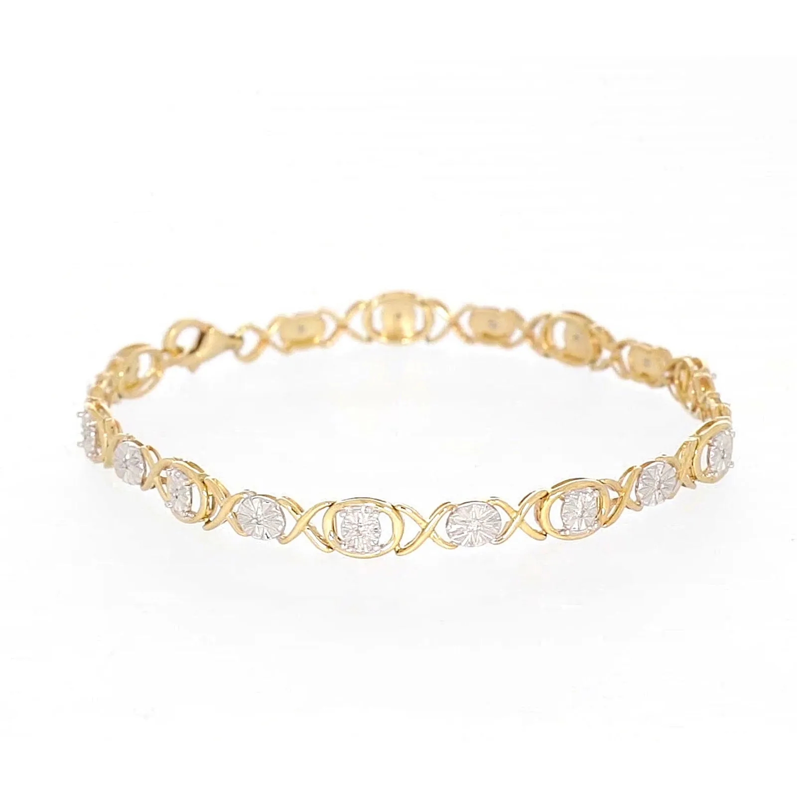 9ct Yellow Gold & Diamond Set Bracelet