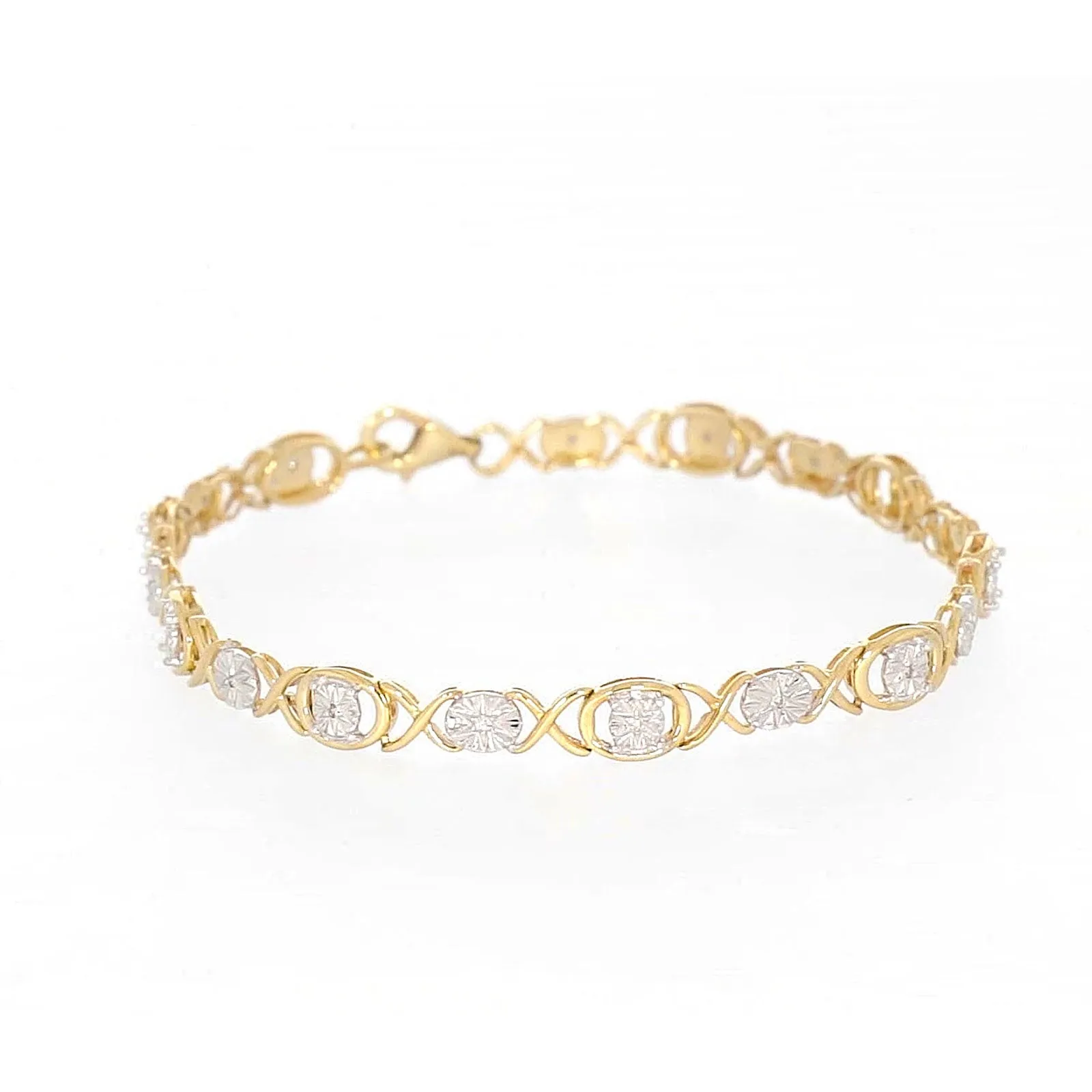 9ct Yellow Gold & Diamond Set Bracelet