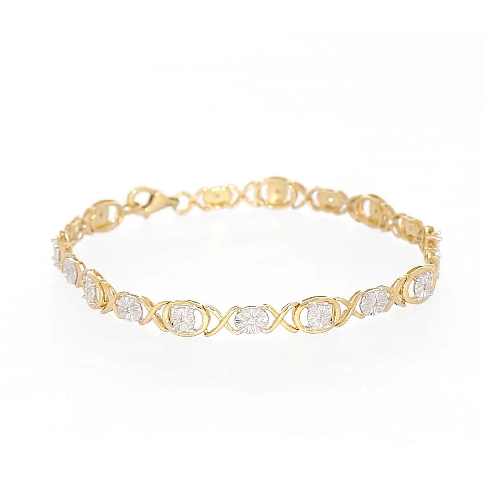 9ct Yellow Gold & Diamond Set Bracelet