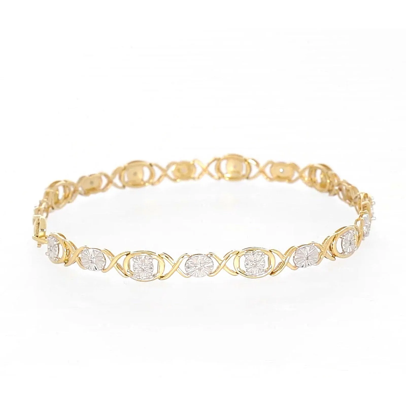 9ct Yellow Gold & Diamond Set Bracelet