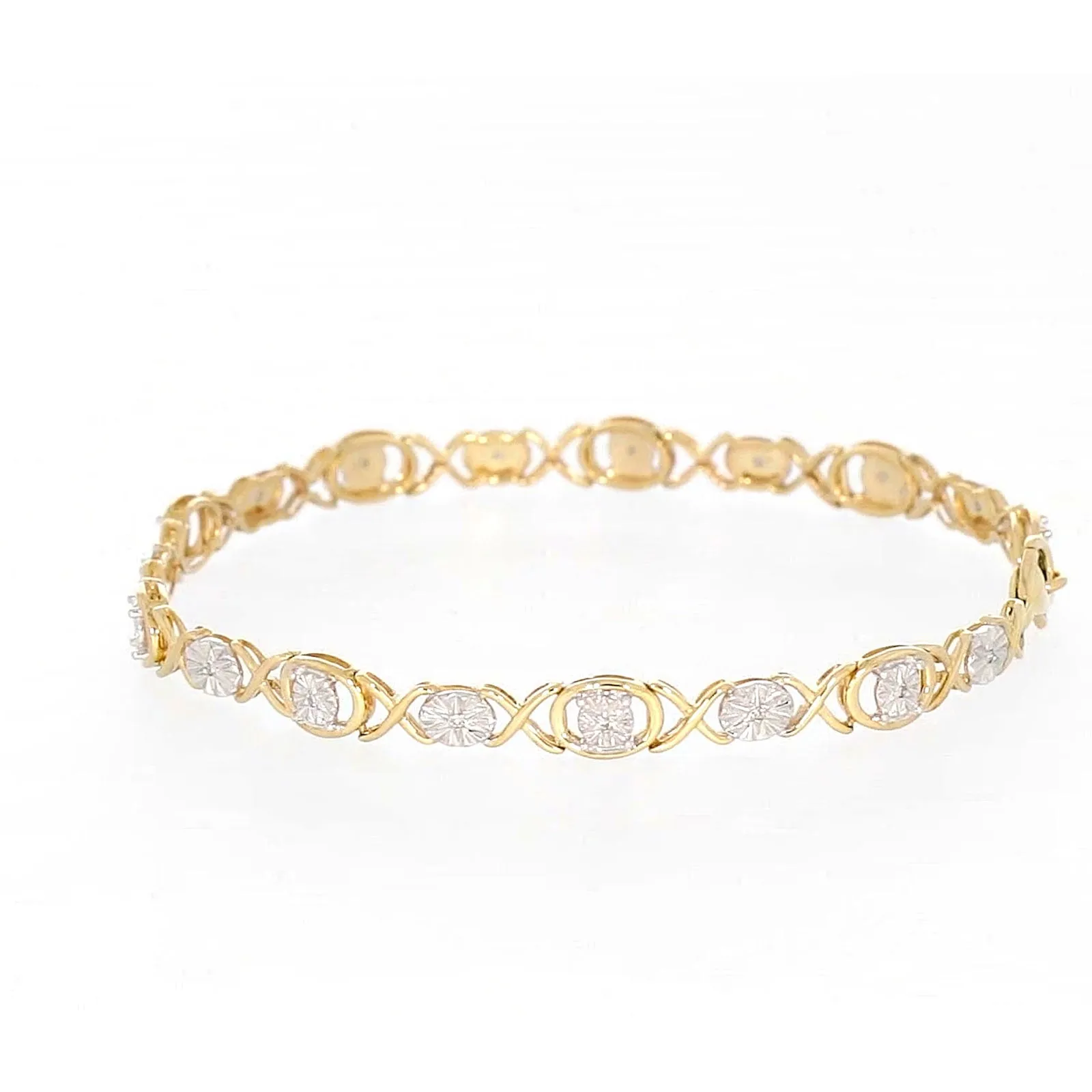 9ct Yellow Gold & Diamond Set Bracelet