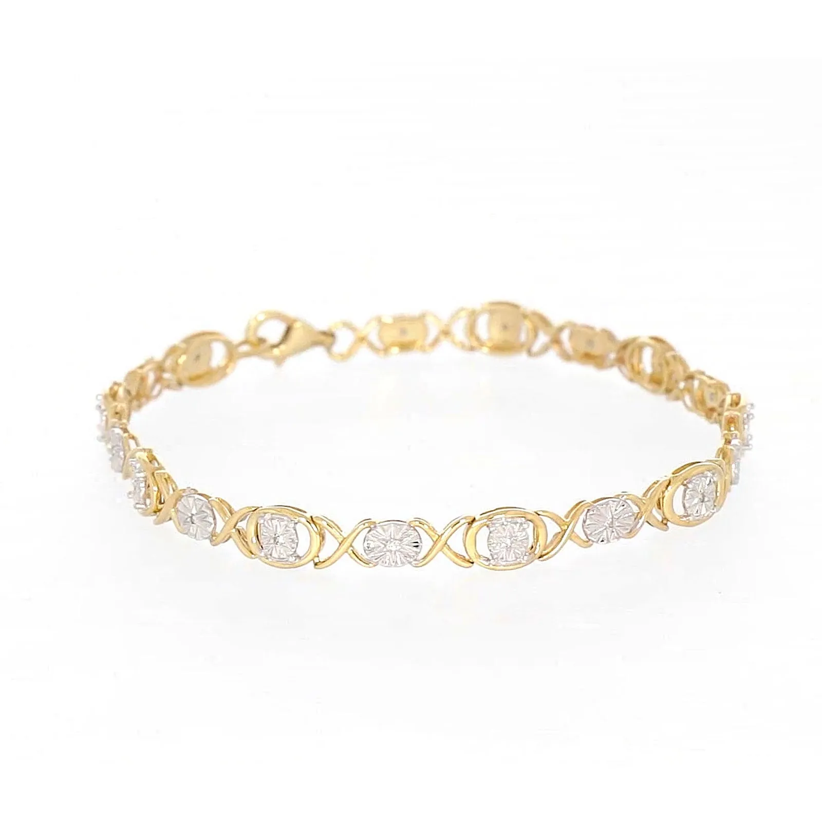 9ct Yellow Gold & Diamond Set Bracelet