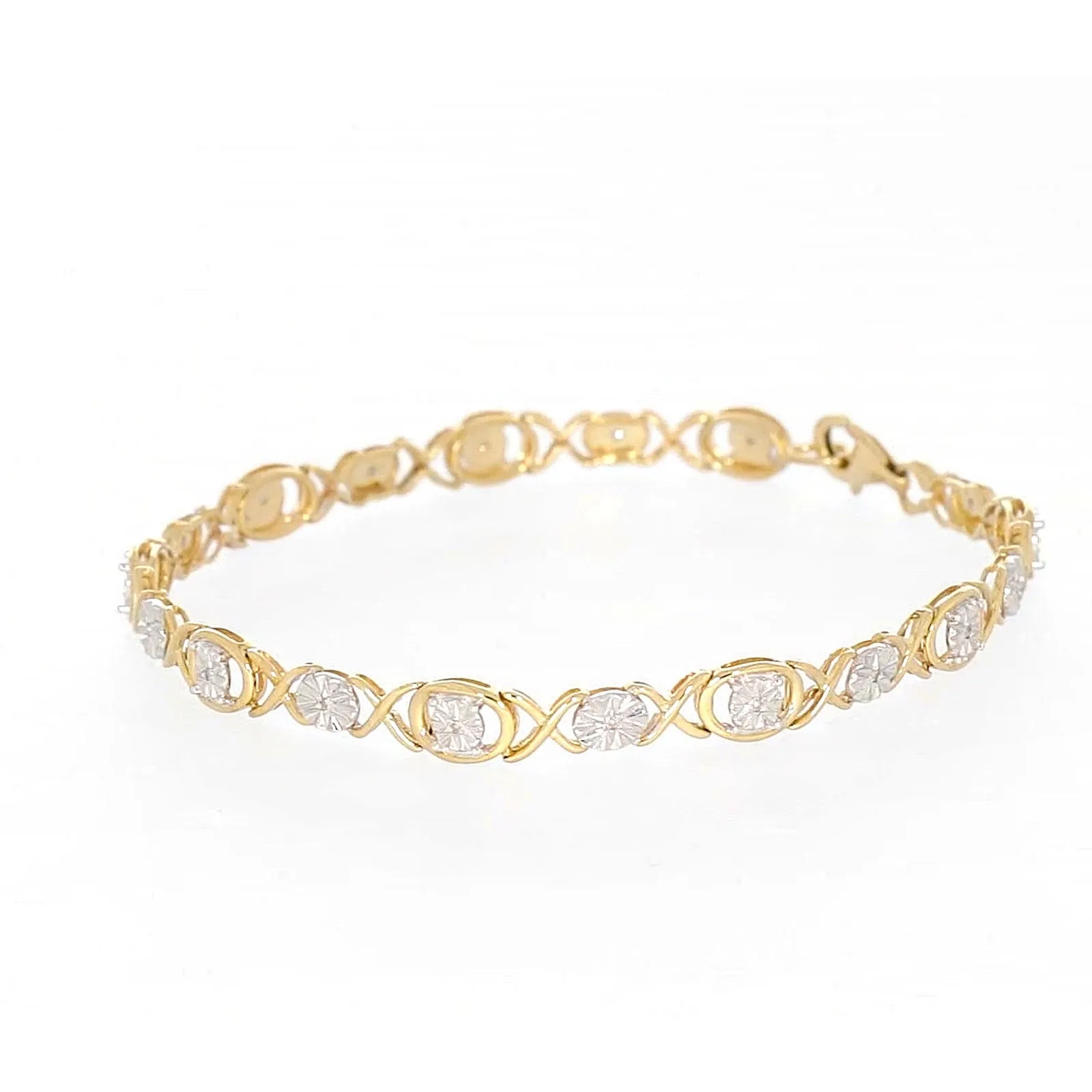 9ct Yellow Gold & Diamond Set Bracelet