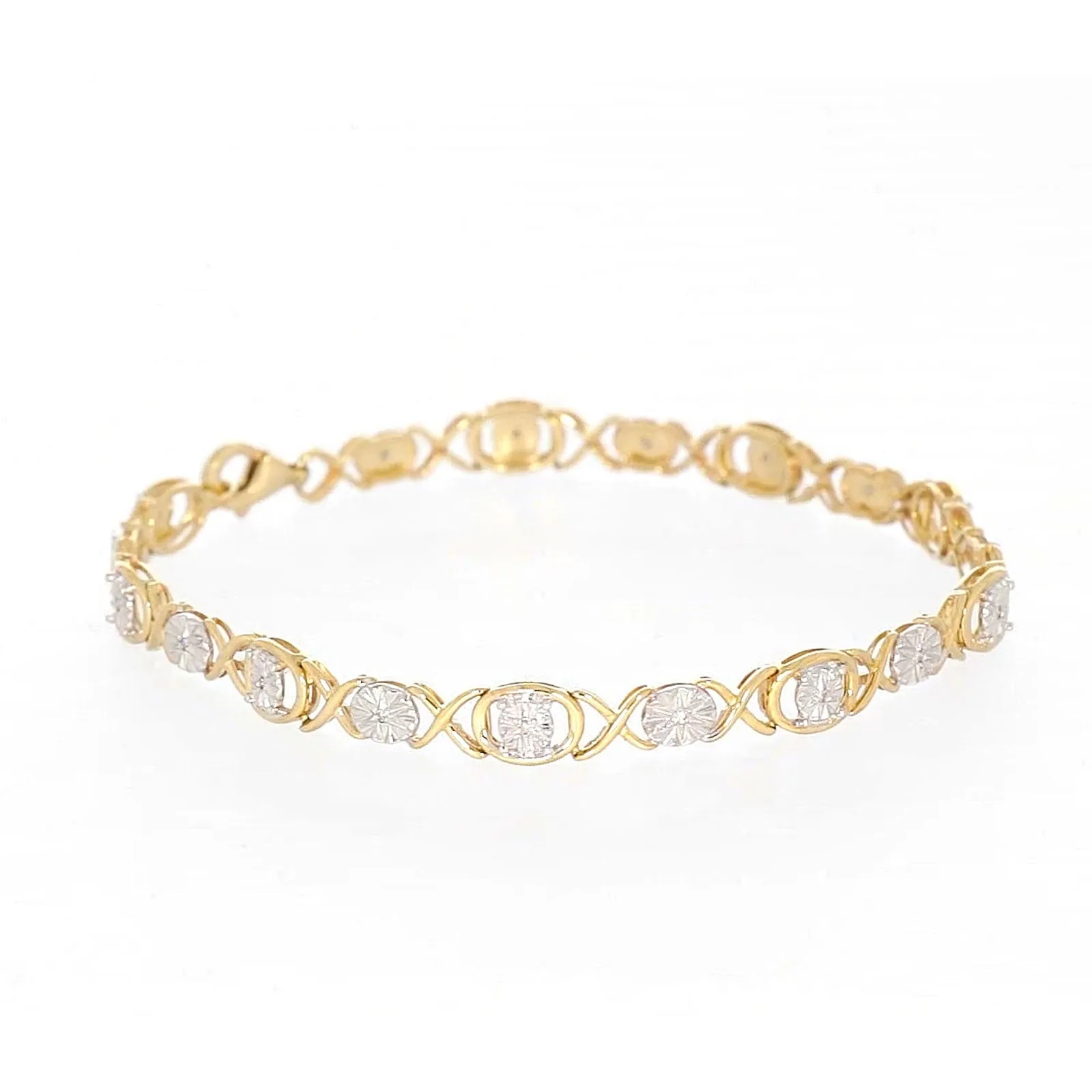 9ct Yellow Gold & Diamond Set Bracelet