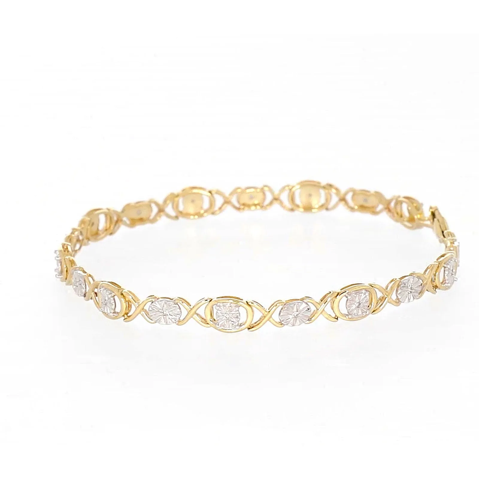 9ct Yellow Gold & Diamond Set Bracelet