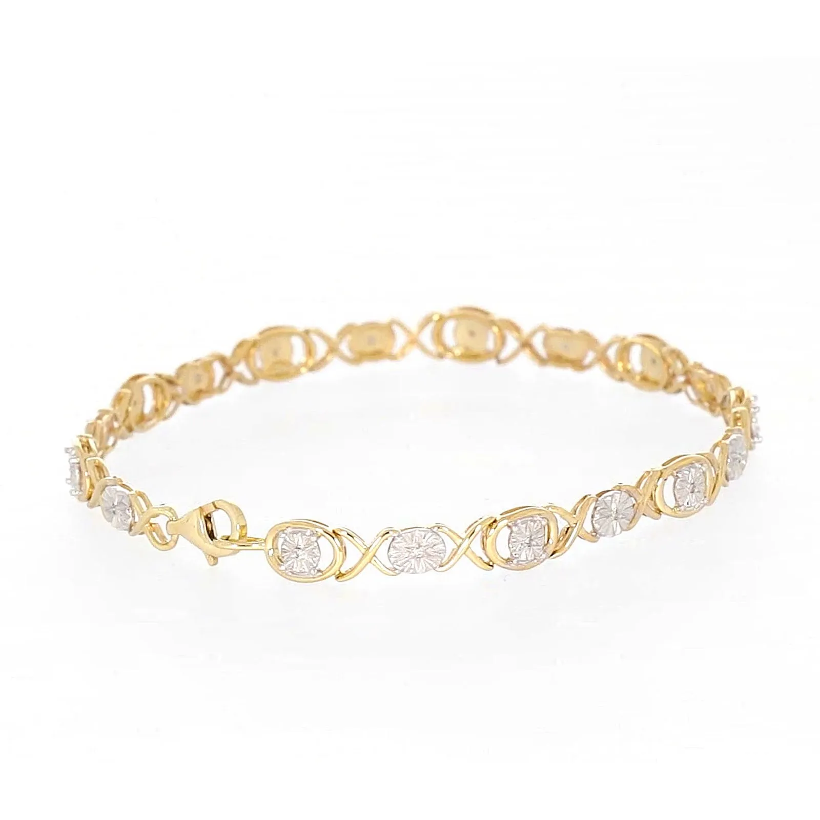 9ct Yellow Gold & Diamond Set Bracelet