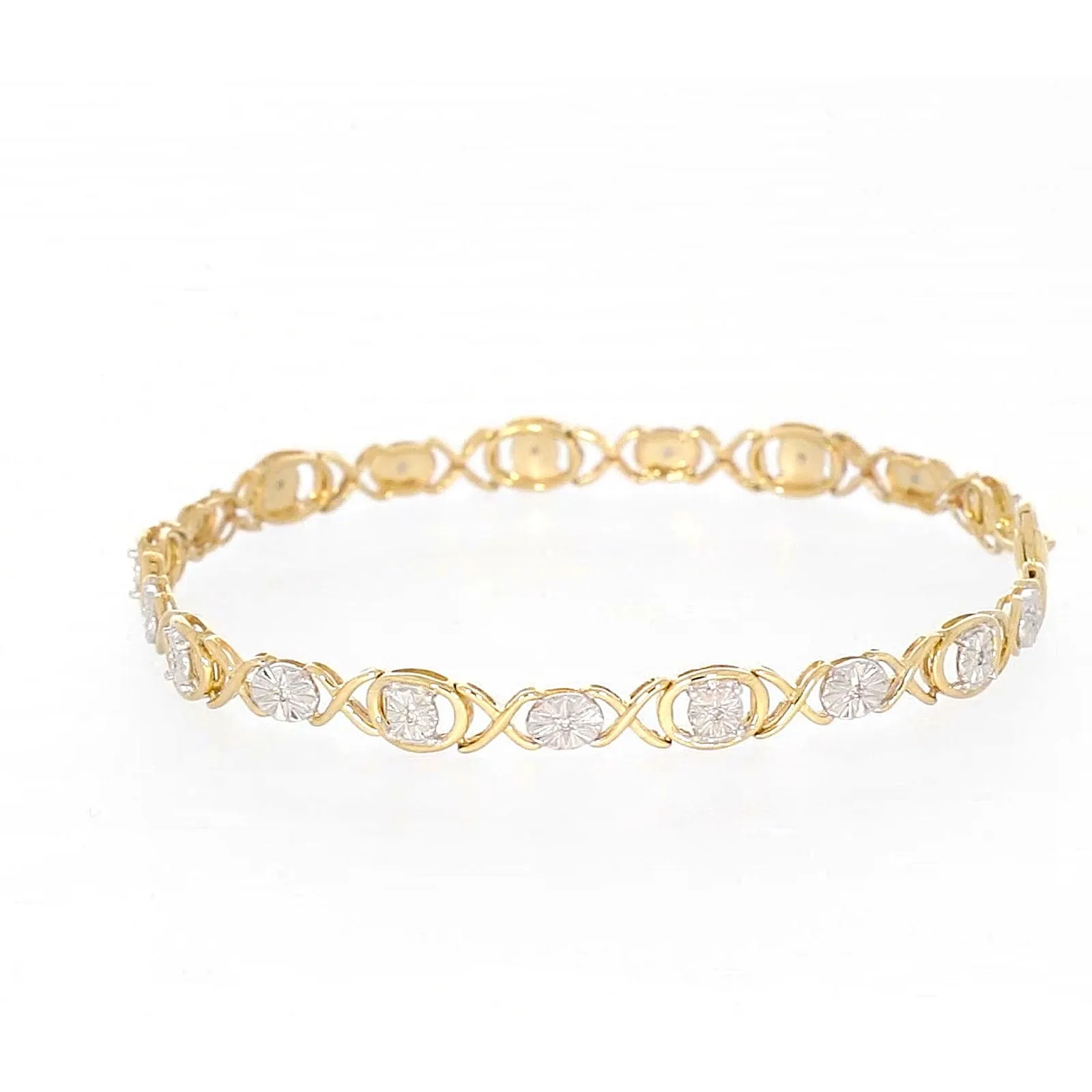 9ct Yellow Gold & Diamond Set Bracelet