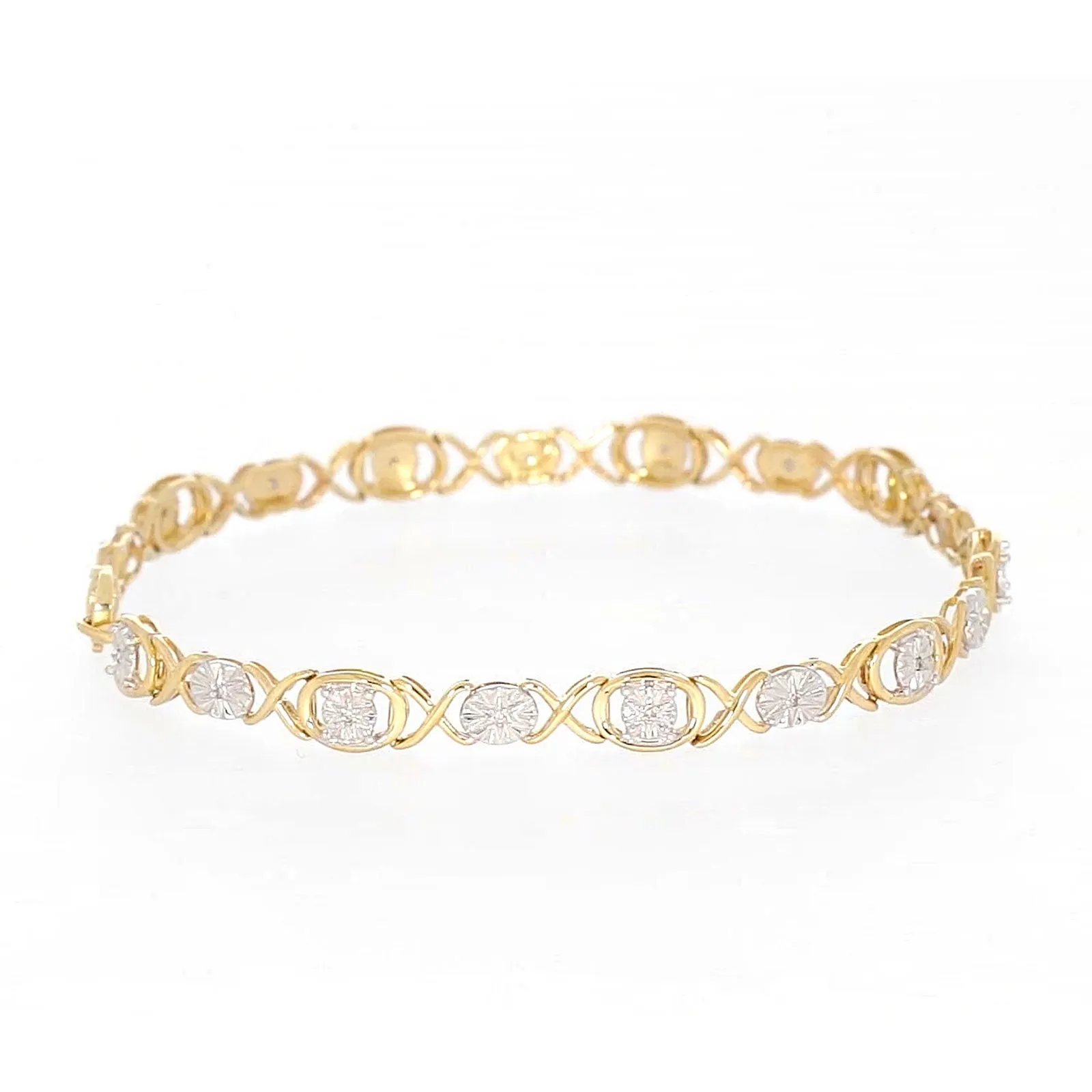 9ct Yellow Gold & Diamond Set Bracelet