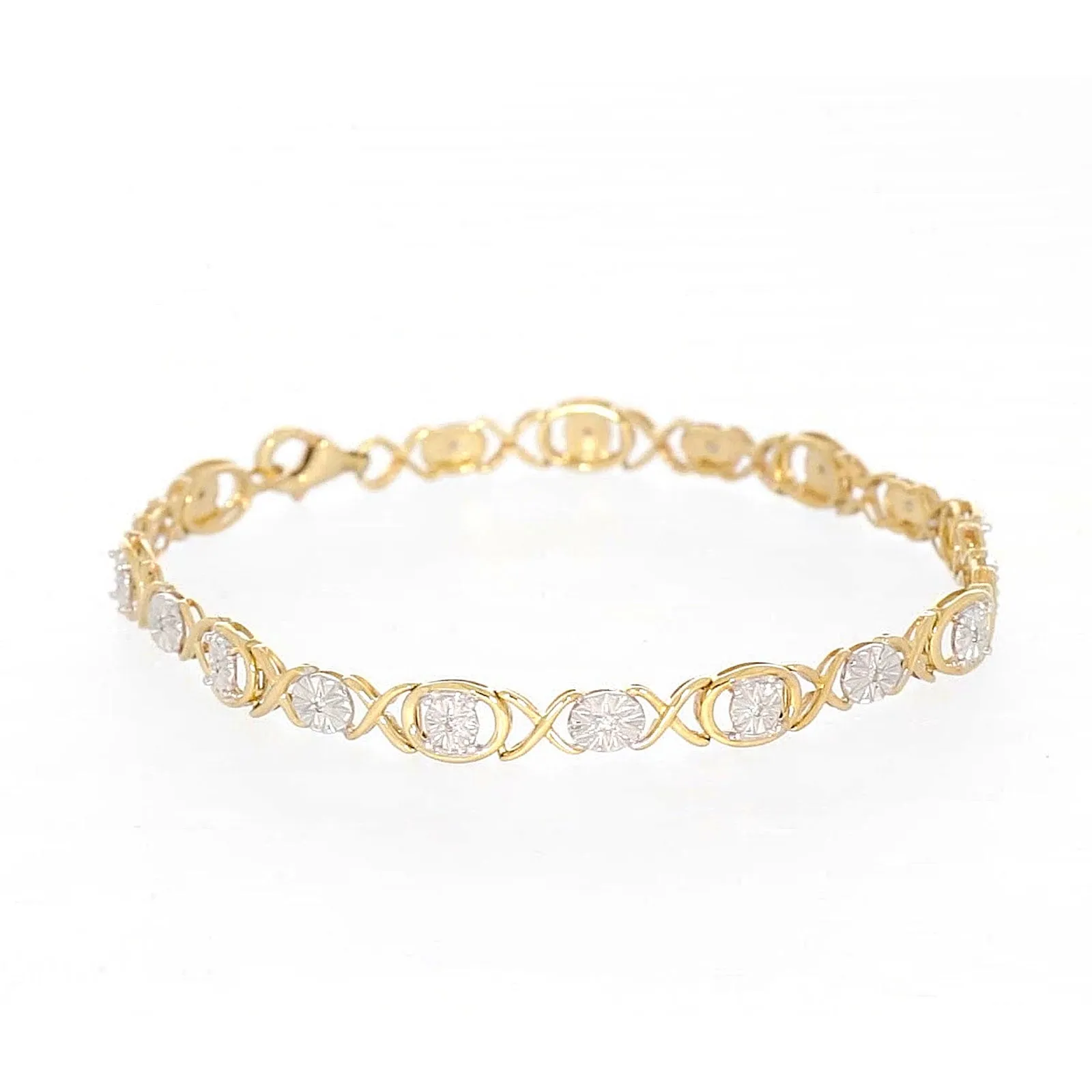 9ct Yellow Gold & Diamond Set Bracelet