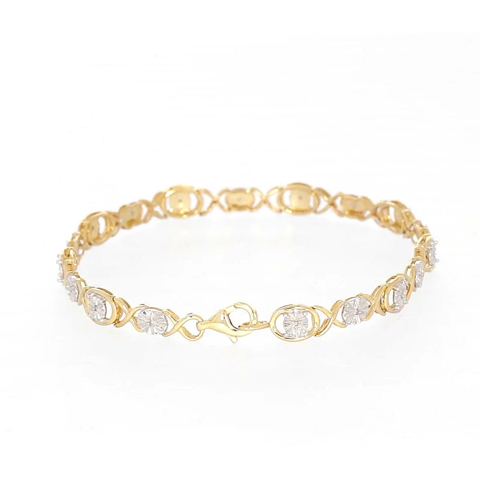 9ct Yellow Gold & Diamond Set Bracelet