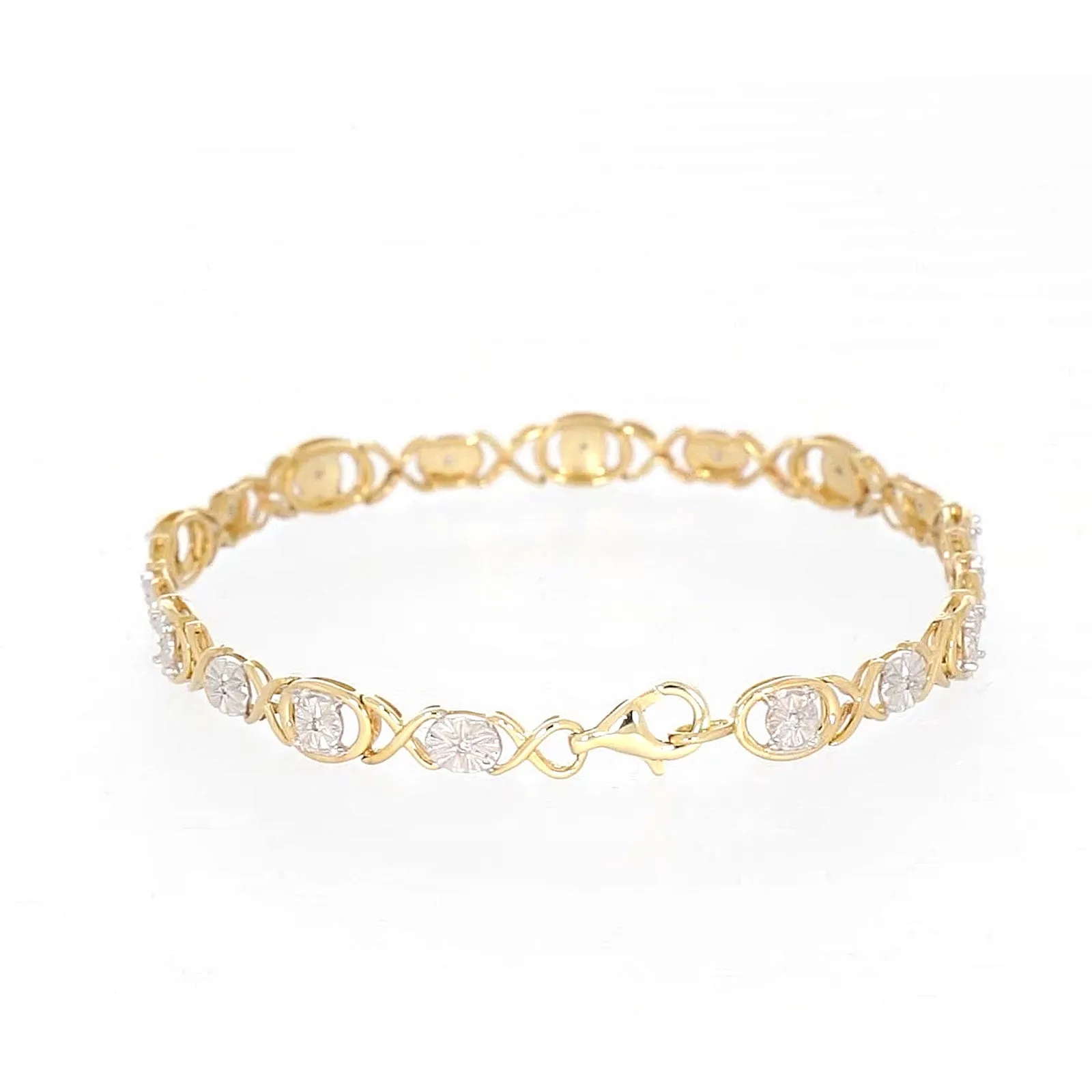 9ct Yellow Gold & Diamond Set Bracelet