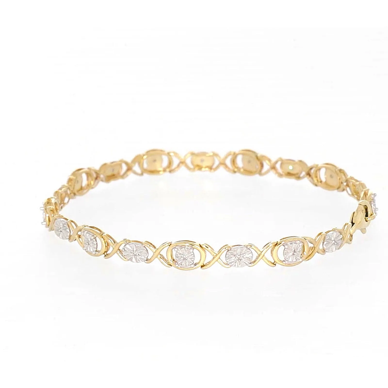 9ct Yellow Gold & Diamond Set Bracelet