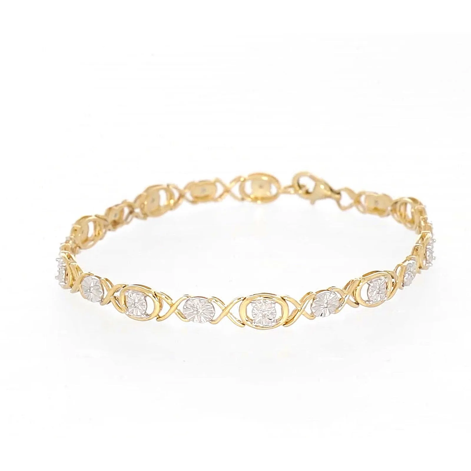 9ct Yellow Gold & Diamond Set Bracelet