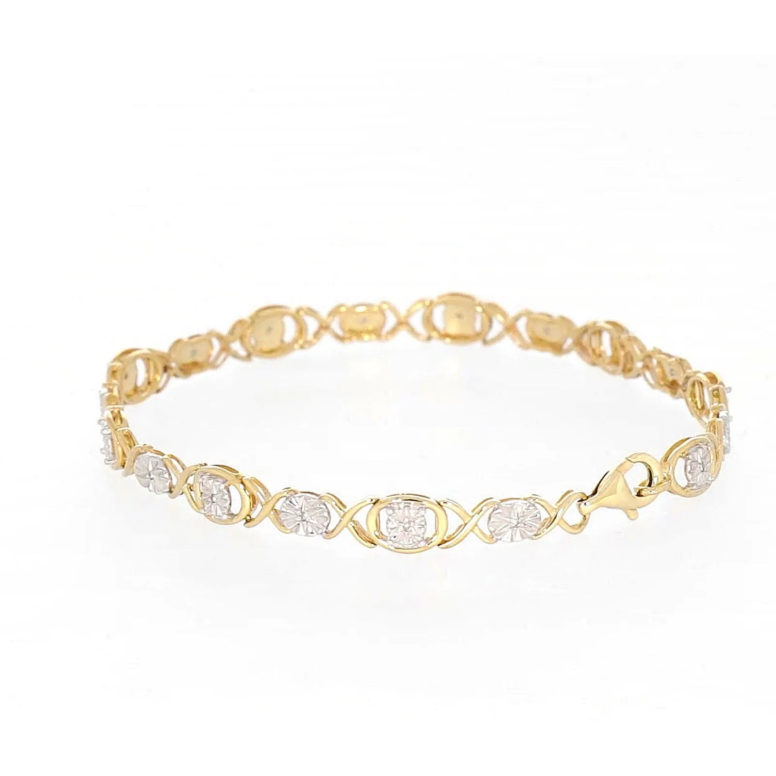 9ct Yellow Gold & Diamond Set Bracelet