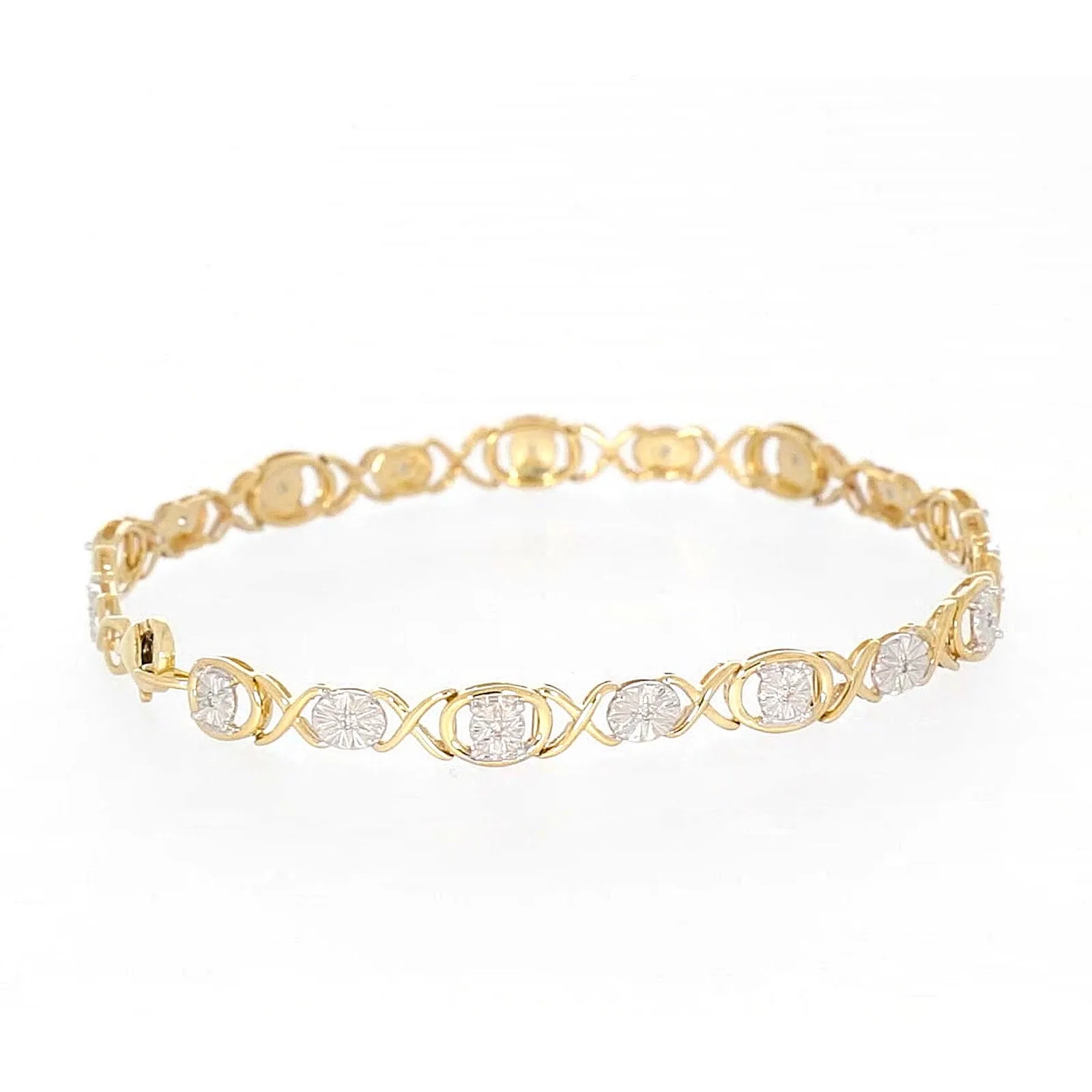 9ct Yellow Gold & Diamond Set Bracelet