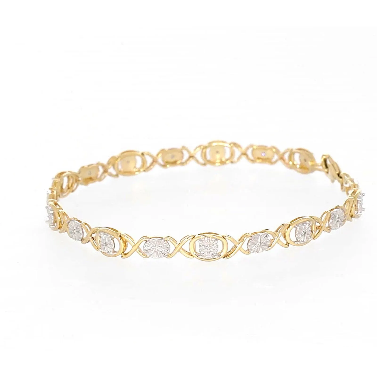 9ct Yellow Gold & Diamond Set Bracelet