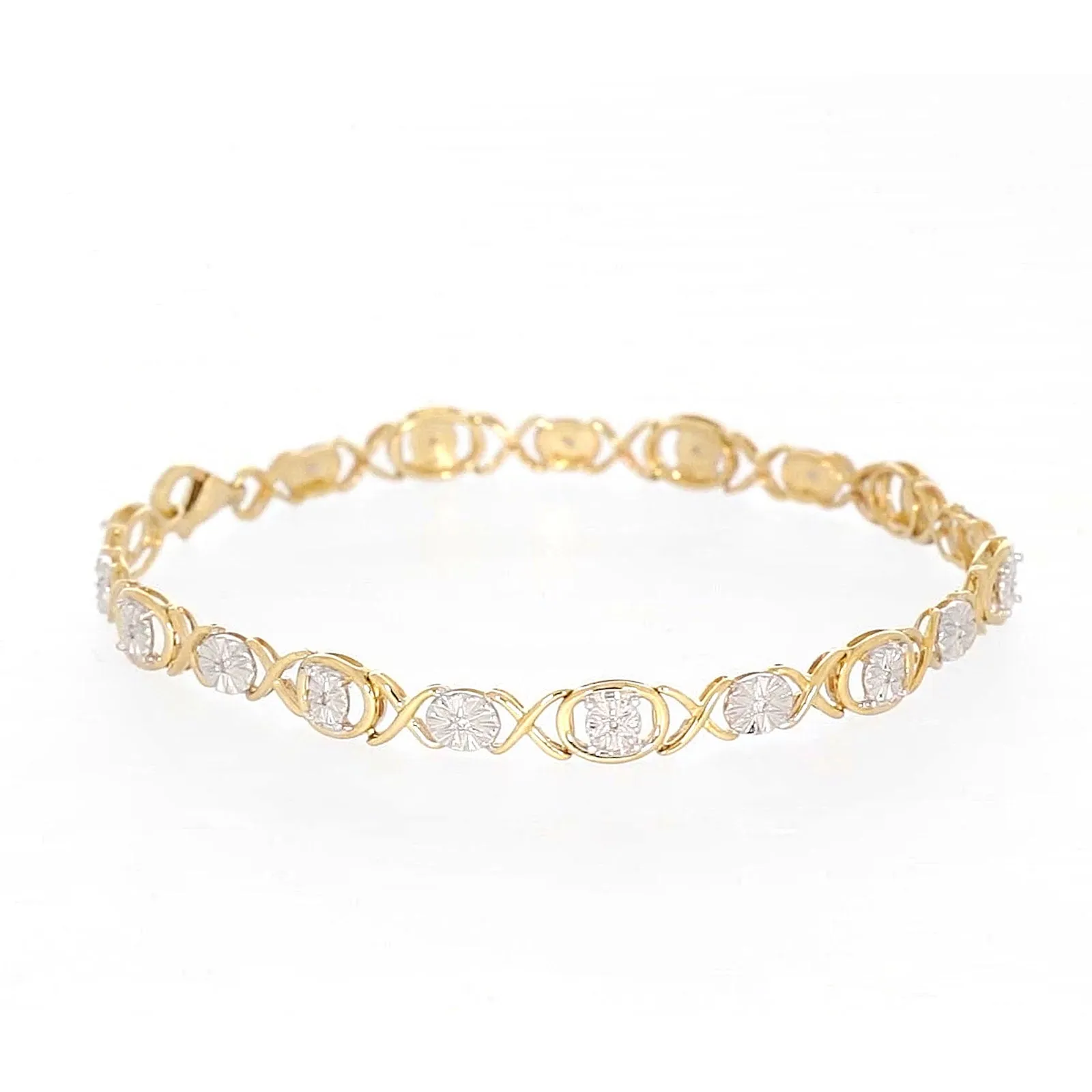 9ct Yellow Gold & Diamond Set Bracelet