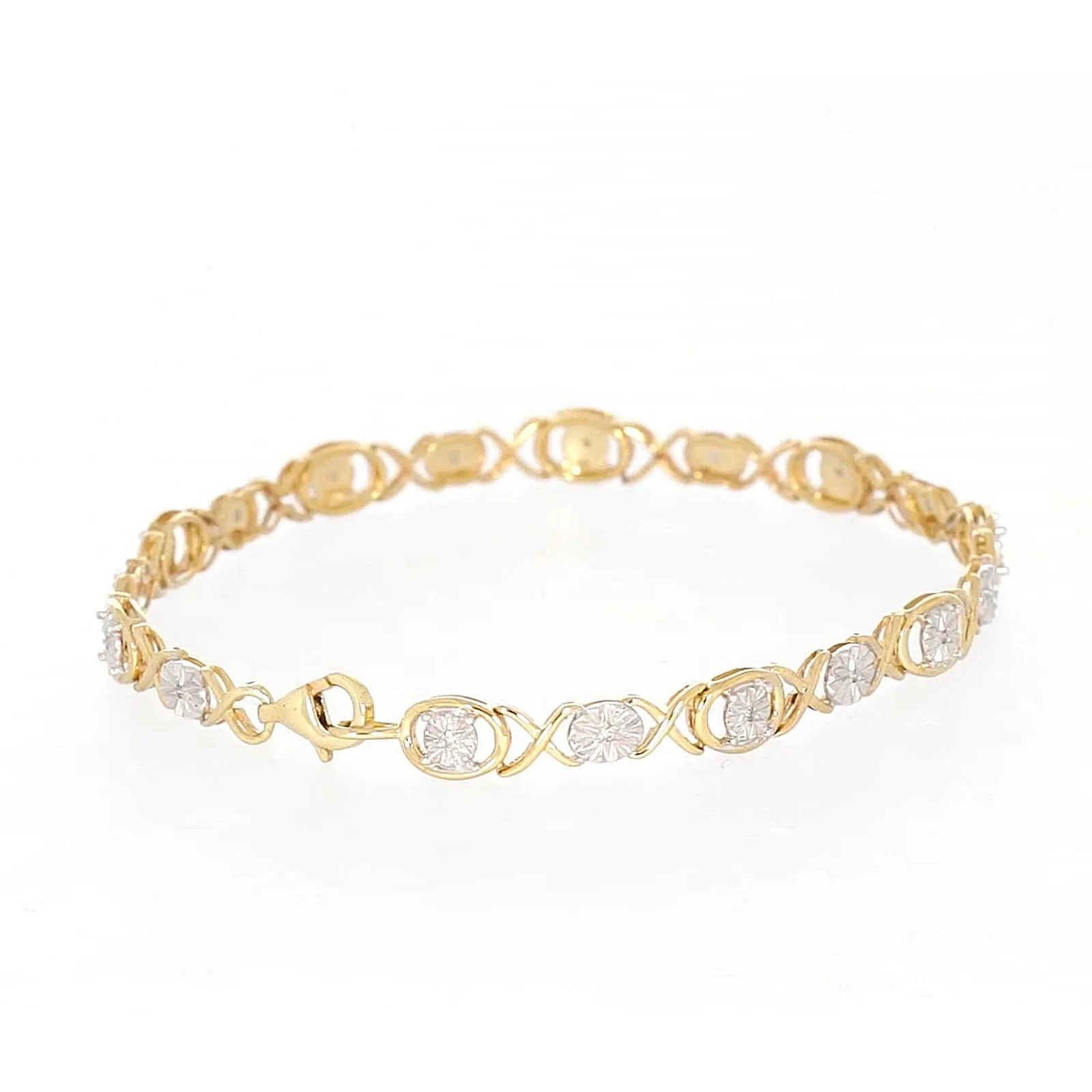 9ct Yellow Gold & Diamond Set Bracelet