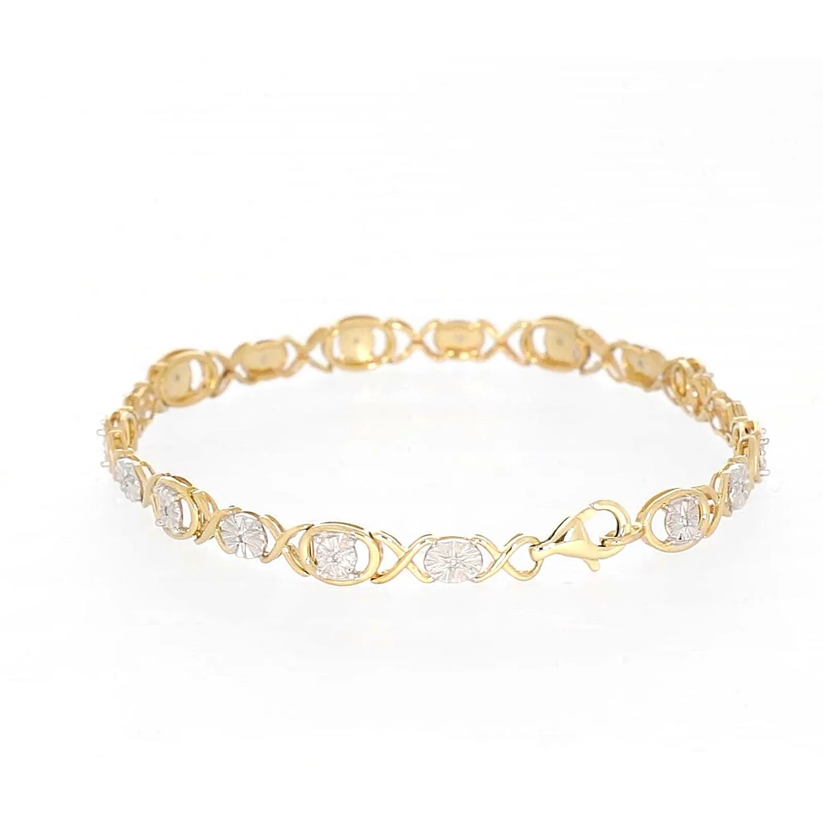 9ct Yellow Gold & Diamond Set Bracelet