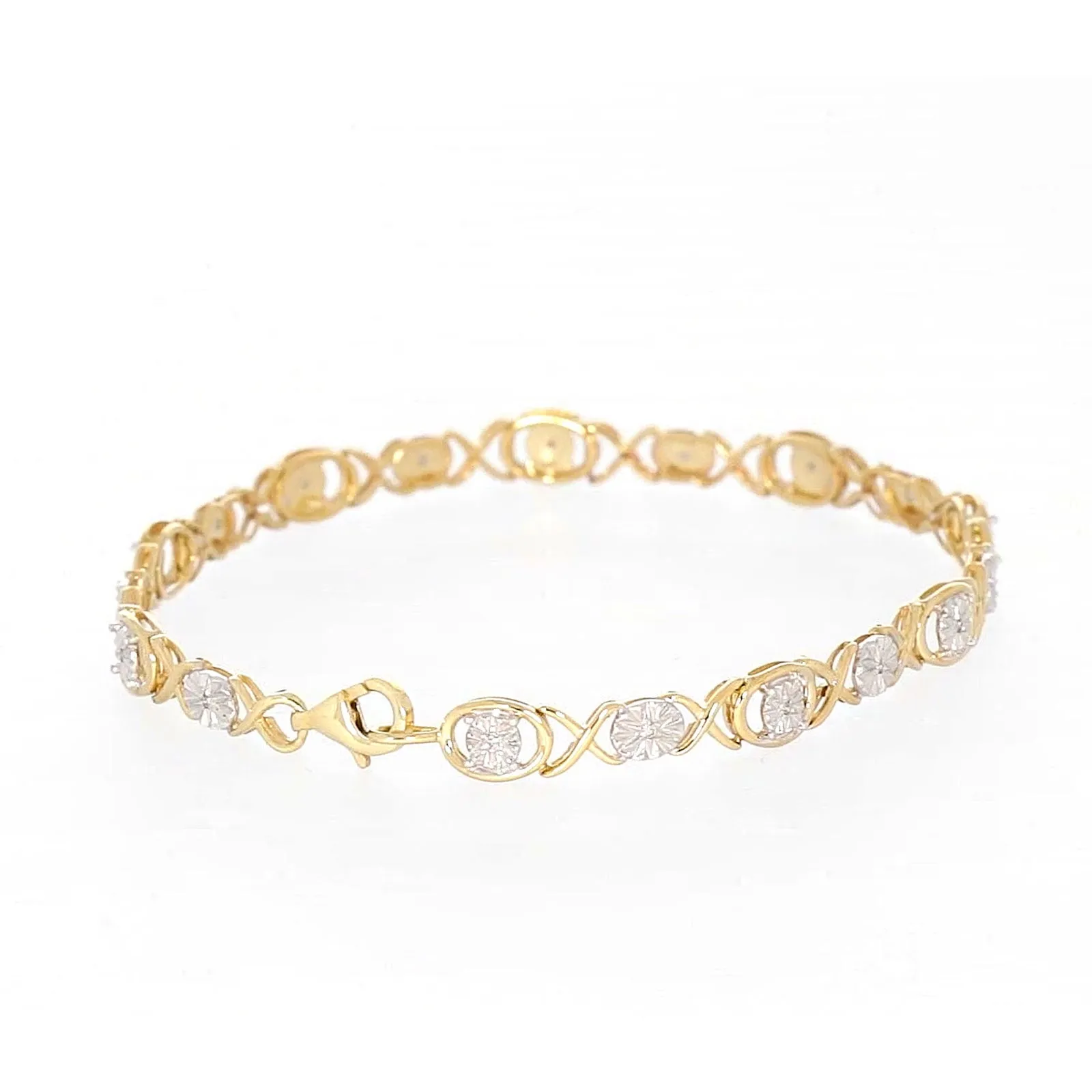 9ct Yellow Gold & Diamond Set Bracelet